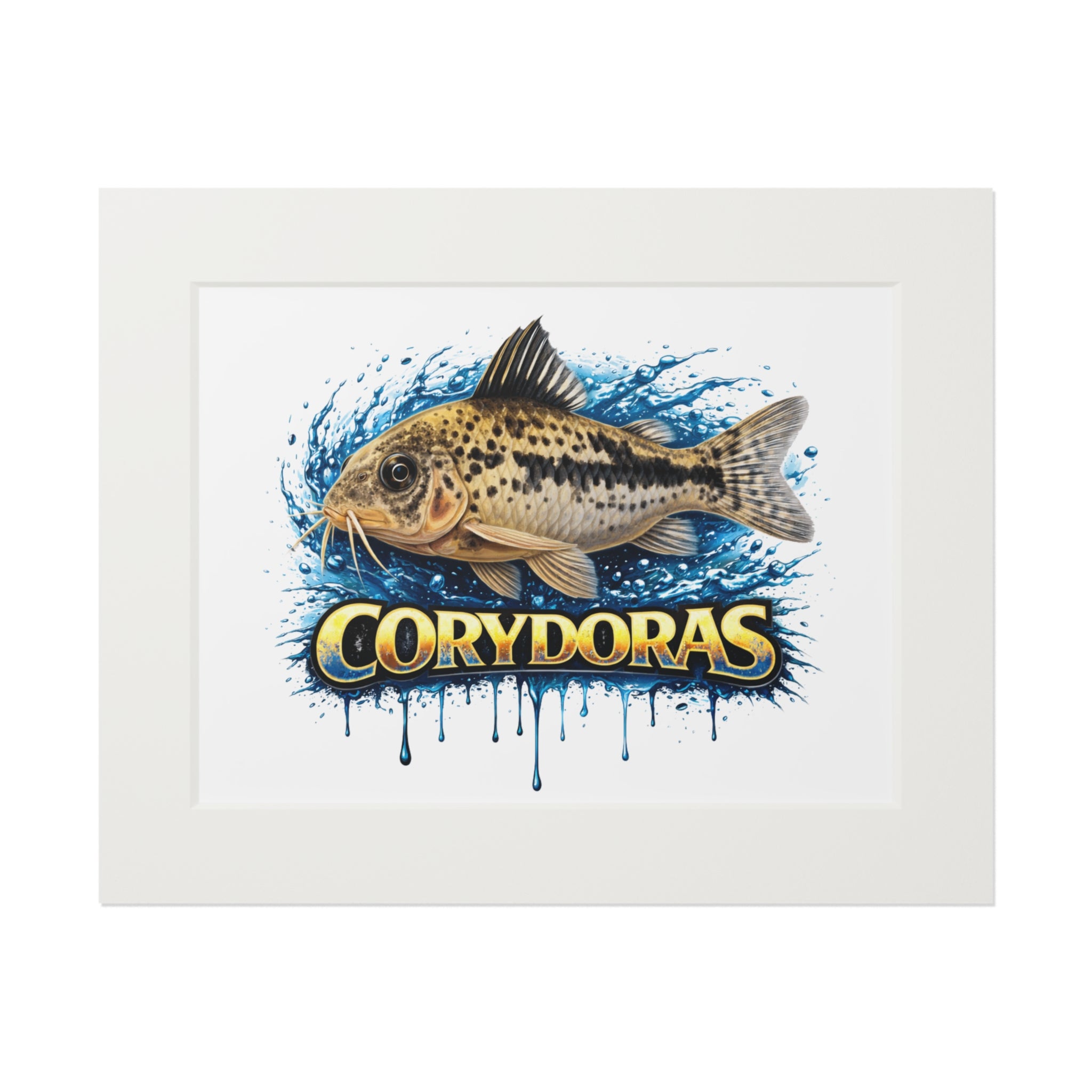 Peppered Corydoras Fish Fine Art Print with Passepartout Frame