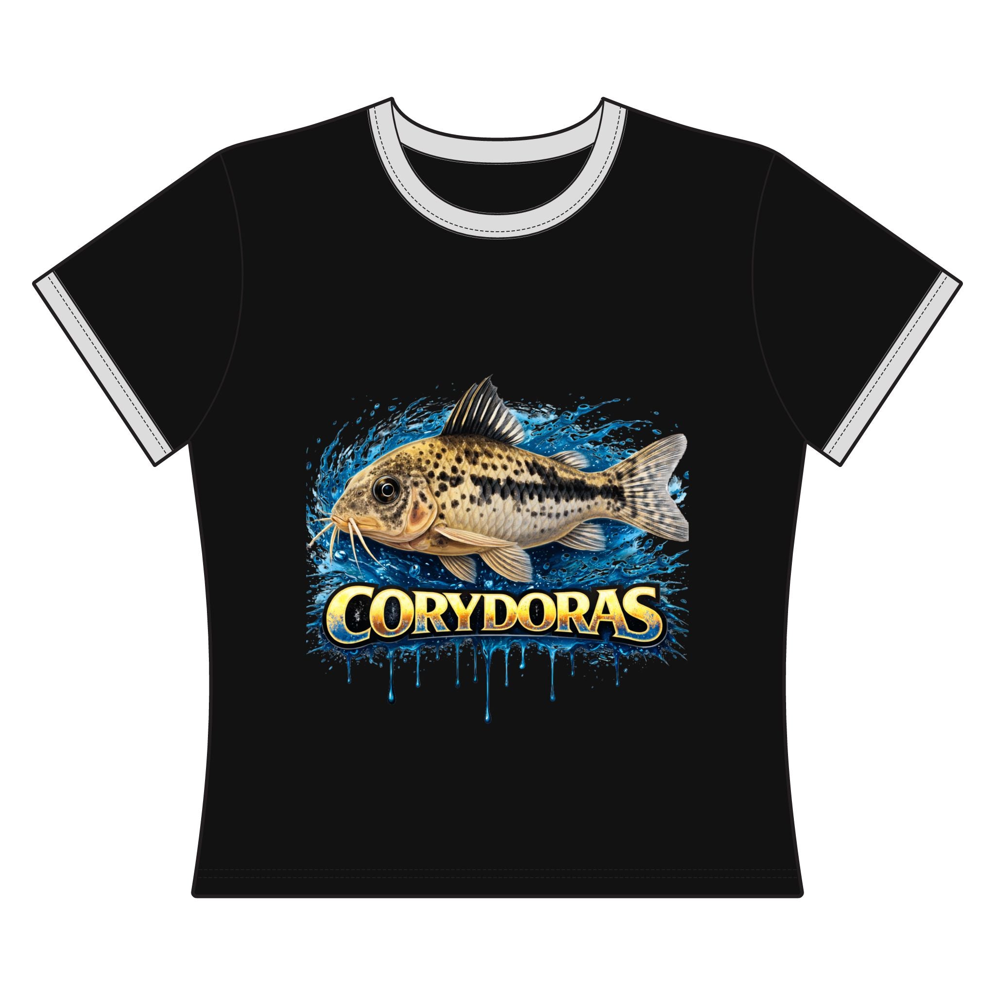 Corydoras Fish Women's Ringer Tee — Freshwater Catfish Aquarium Shirt