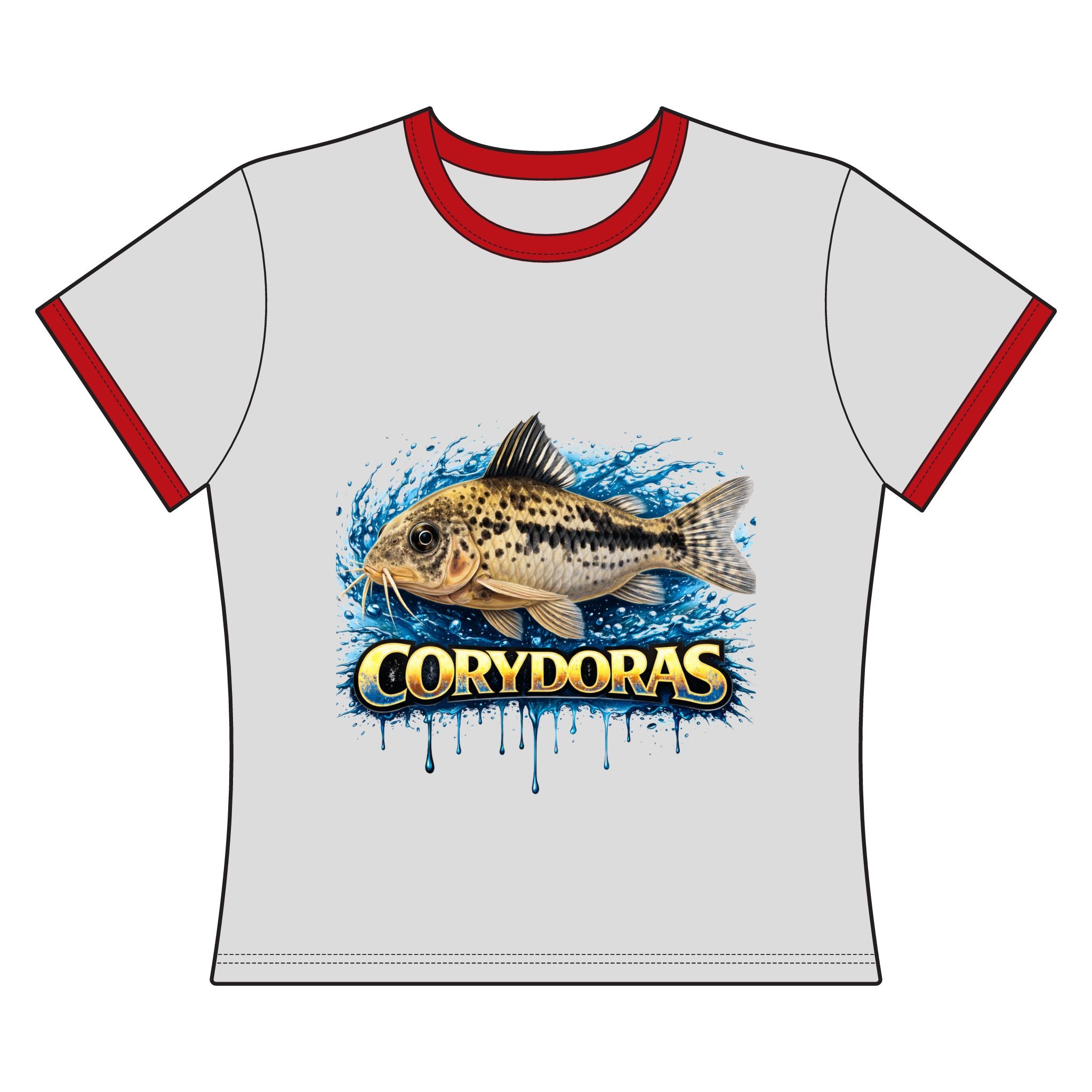 Corydoras Fish Women's Ringer Tee — Freshwater Catfish Aquarium Shirt