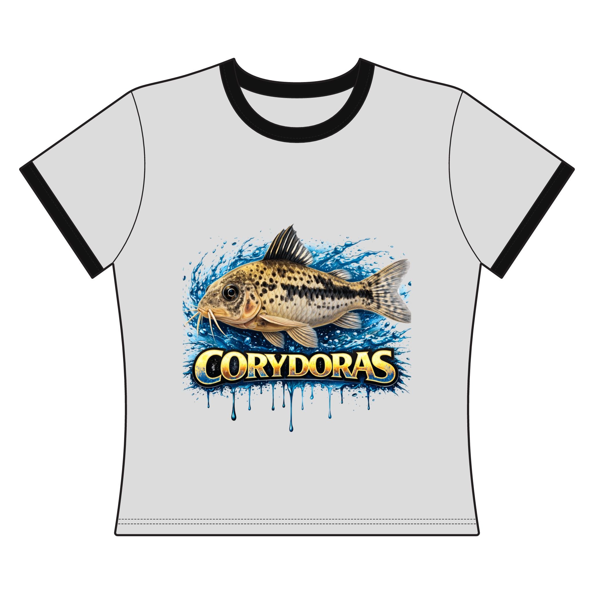 Corydoras Fish Women's Ringer Tee — Freshwater Catfish Aquarium Shirt