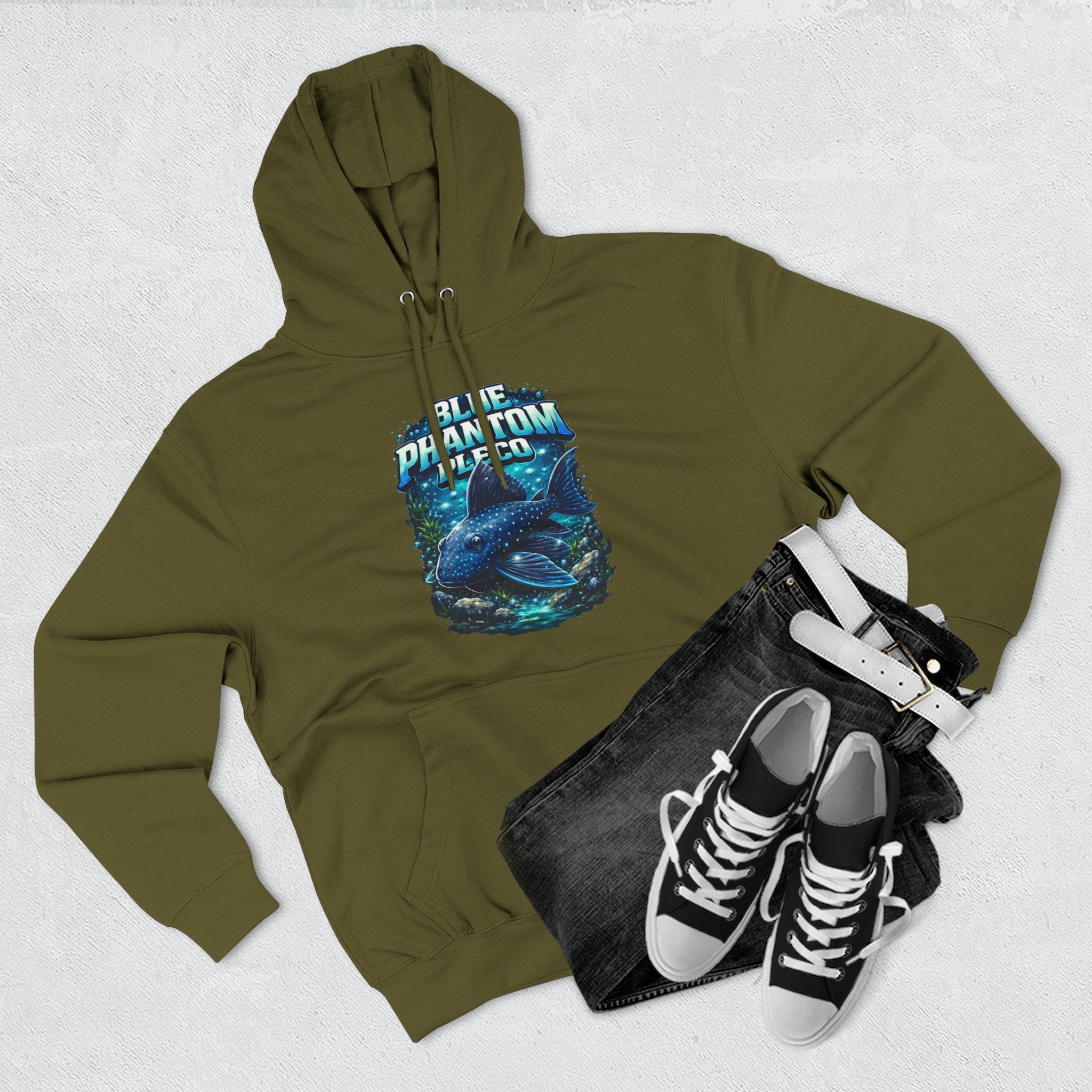 Blue Phantom Pleco L128 Hoodies | Premium Fish Keeper Streetwear | Inverness Ink