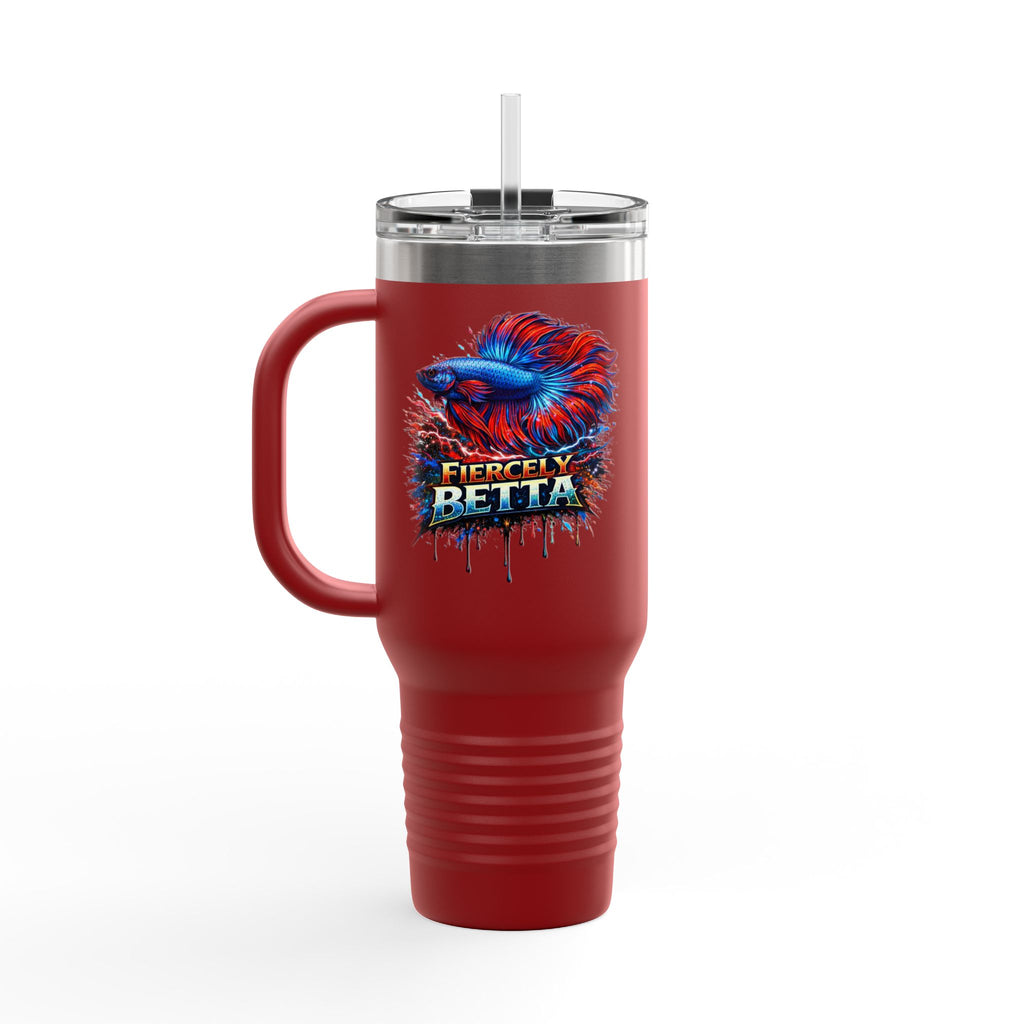 40oz Insulated Travel Mug — 'Fiercely Betta' Colorful Betta Fish Design