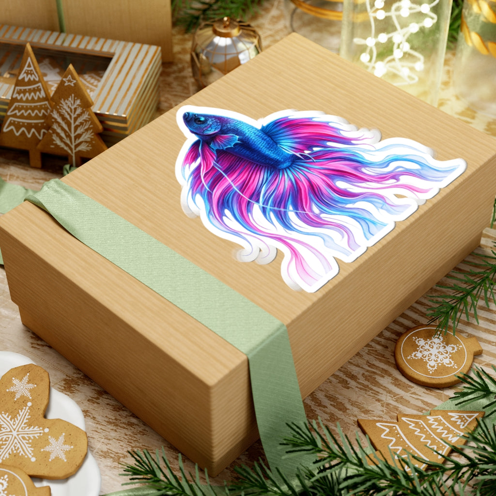 Inverness Ink — "Electric Paint" Kiss-Cut Vinyl Sticker — Vibrant Blue & Pink Aquarium Decal