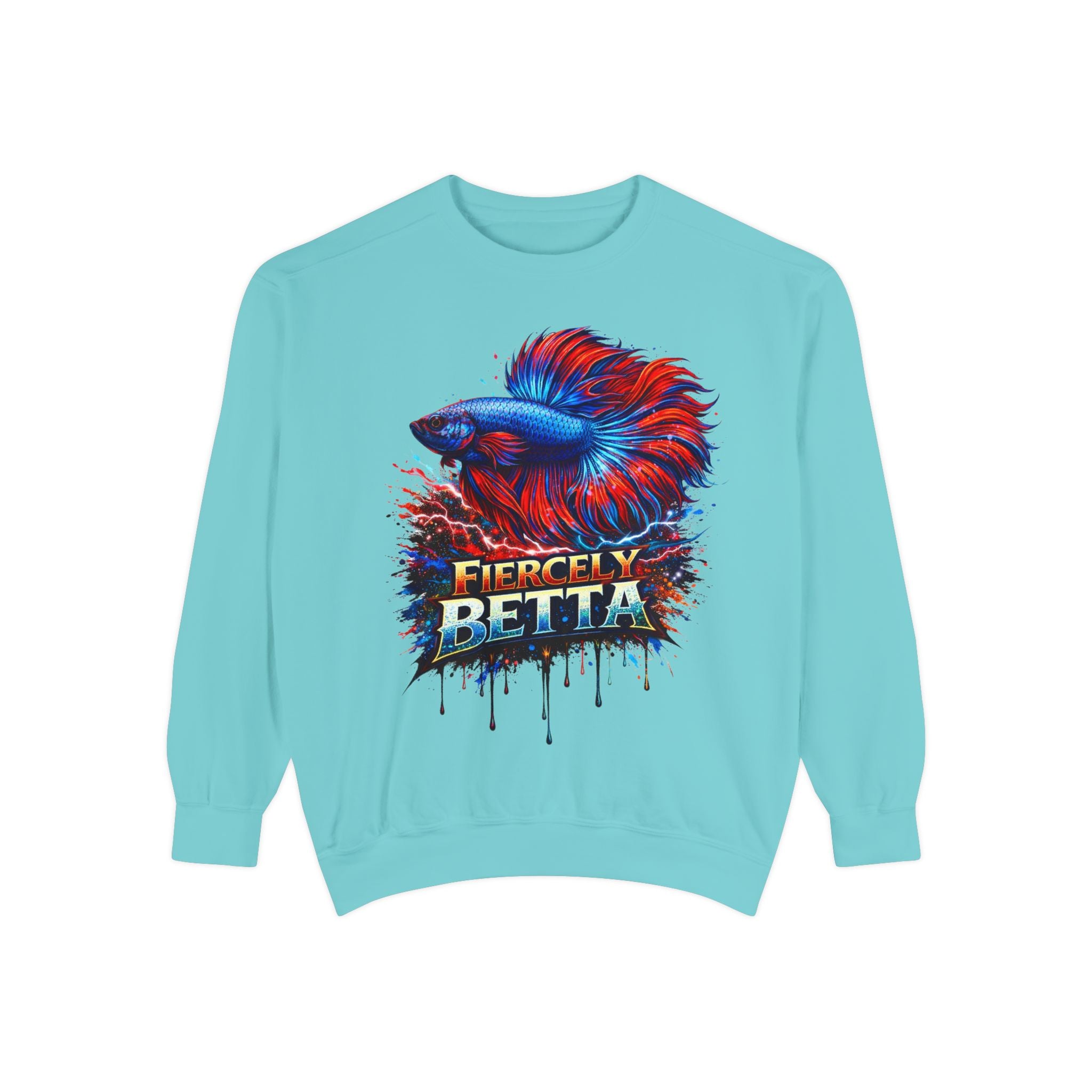 Betta Fish Sweatshirt — "Fiercely Betta" Colorful Aquarium Crewneck