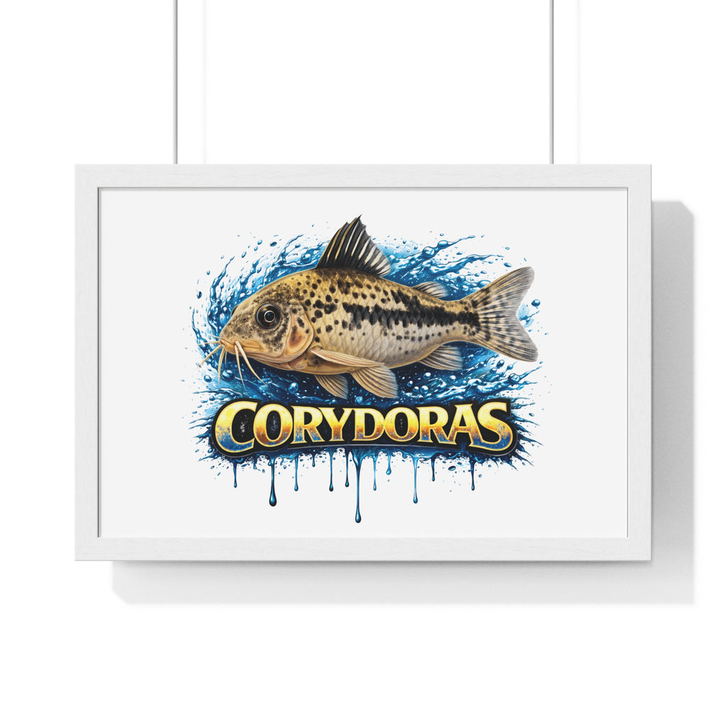 Peppered Corydoras Fish Framed Poster — Aquarium Wall Art