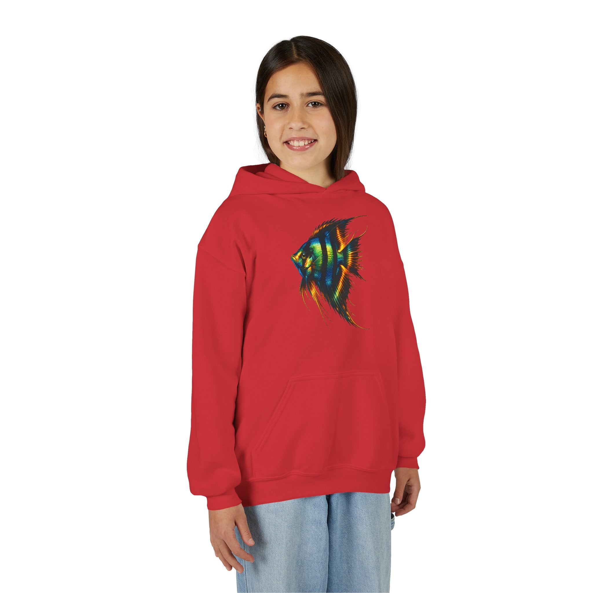 Youth Angelfish Hoodie - Colorful Aquarium Fish Graphic Sweatshirt