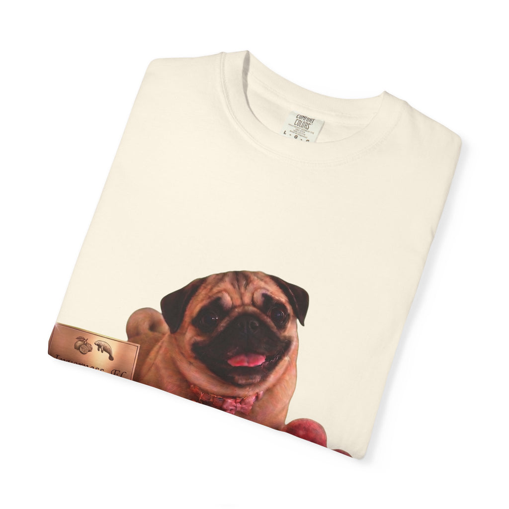 Pug Pet Portrait T-Shirt — Personalized "MIA" Dog Design