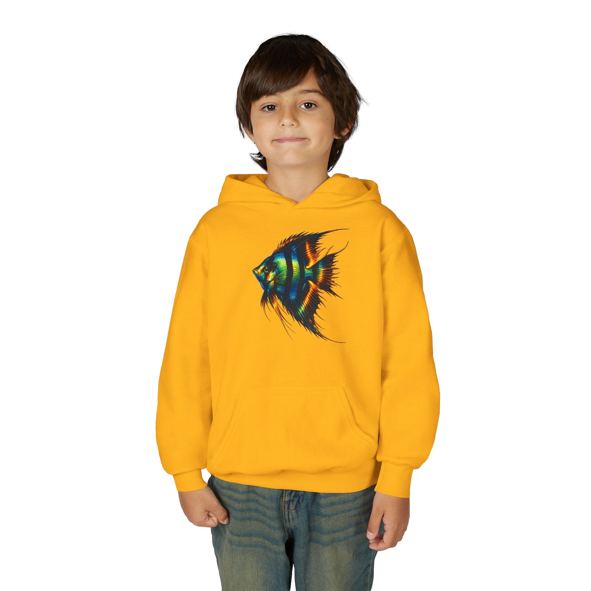 Youth Angelfish Hoodie - Colorful Aquarium Fish Graphic Sweatshirt