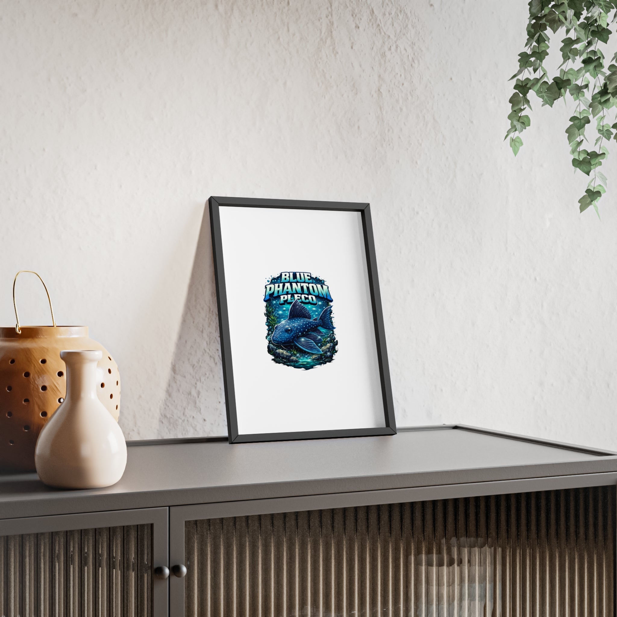 Blue Phantom Pleco Poster — Framed Aquarium Fish Wall Art