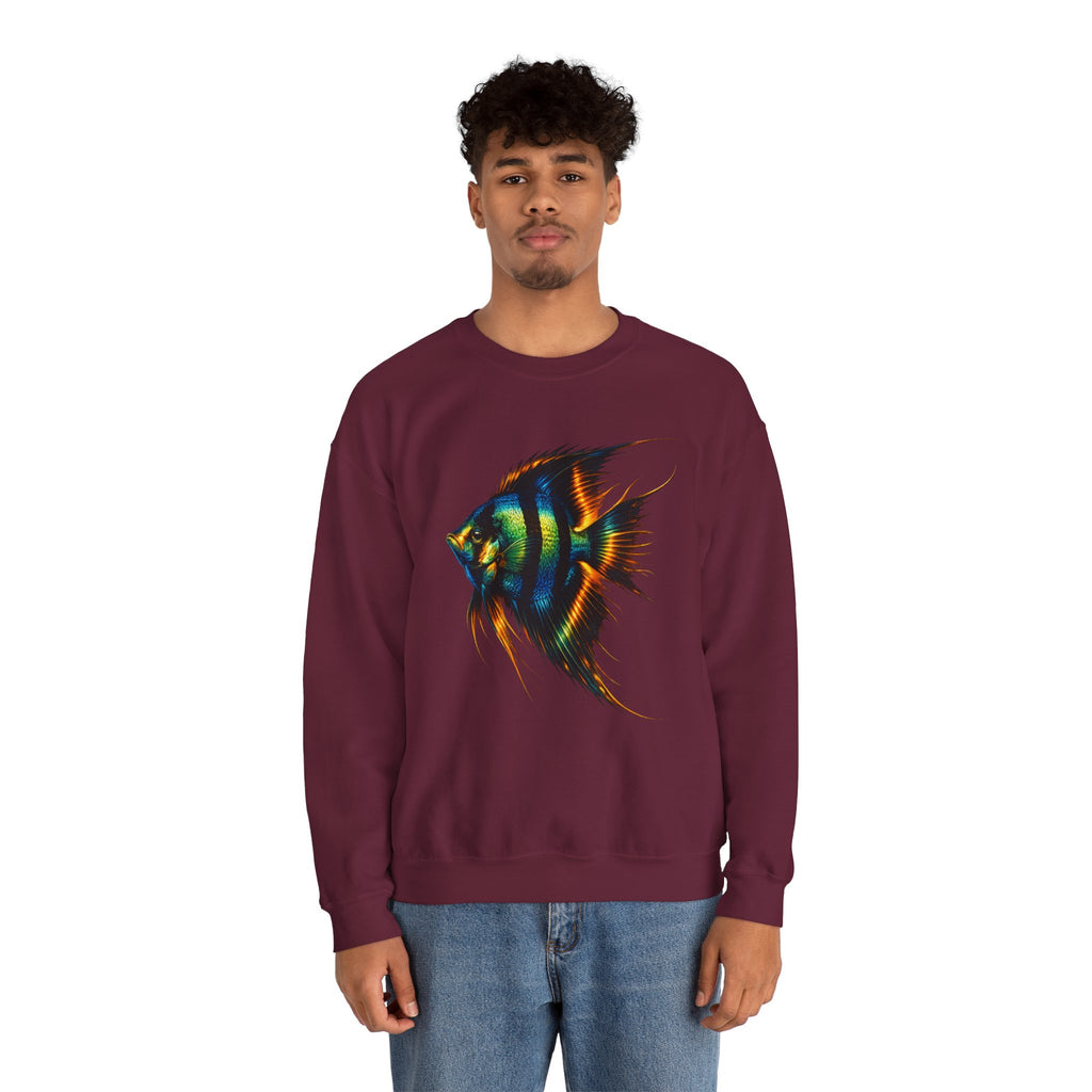 Angelfish Graphic Sweatshirt — Colorful Tropical Fish Crewneck