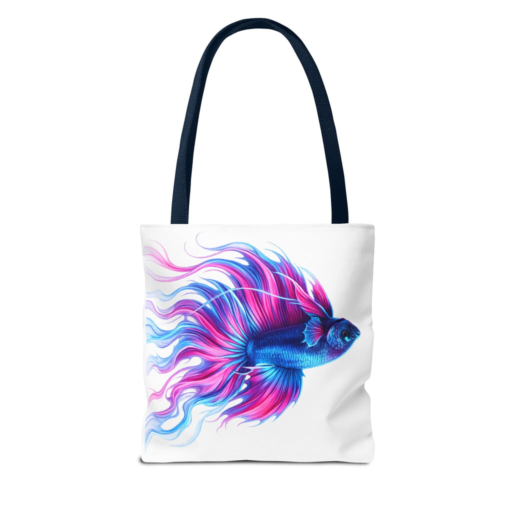 Colorful Betta Fish Tote Bag — Vibrant Blue & Pink Aquatic Art Beach Tote