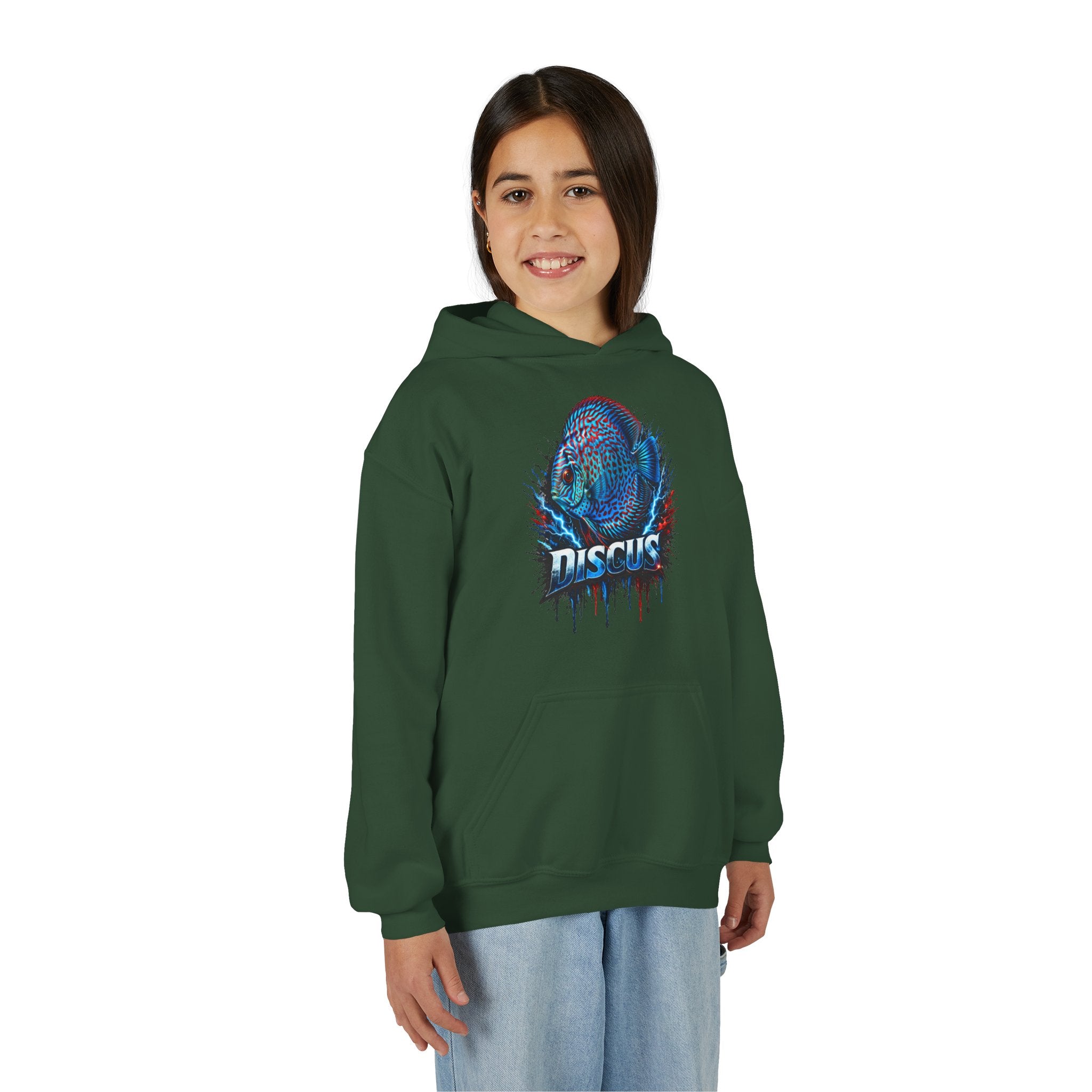Youth Hoodie — Colorful Discus Fish Graphic Pullover