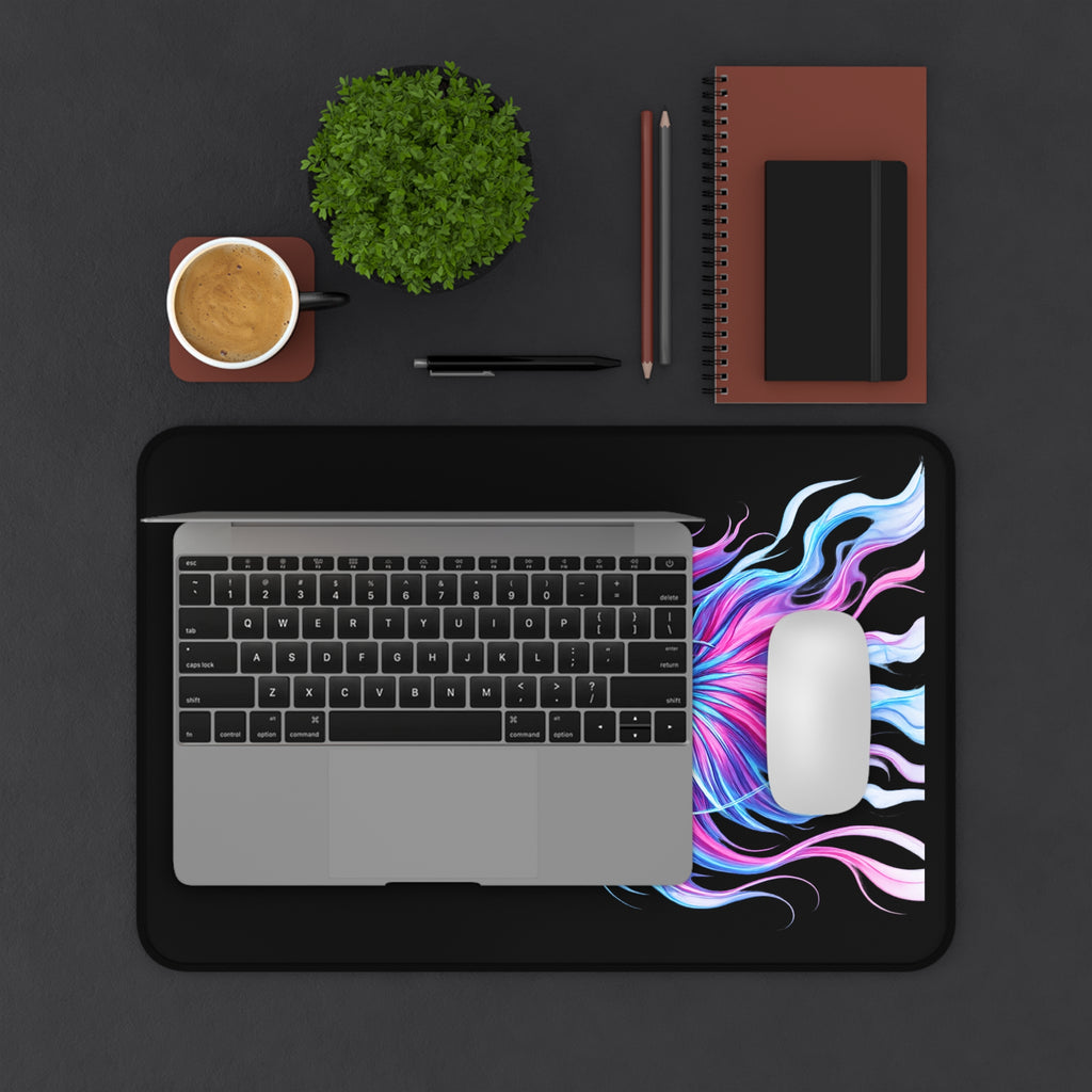 Betta Fish Desk Mat — Neon Aquatic Mouse Pad for Gamers & Home Offices