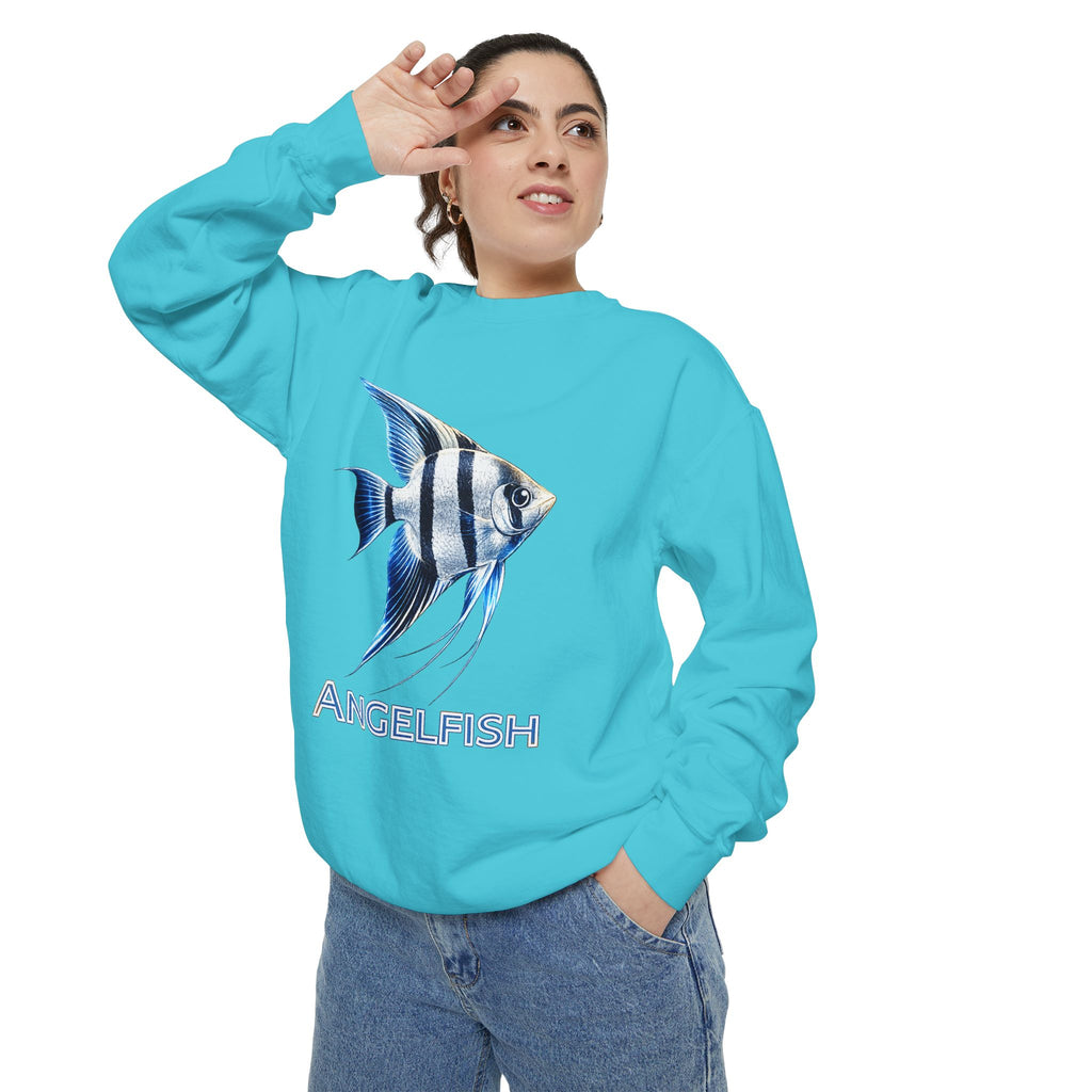 Angelfish Graphic Sweatshirt — Blue Tropical Fish Crewneck