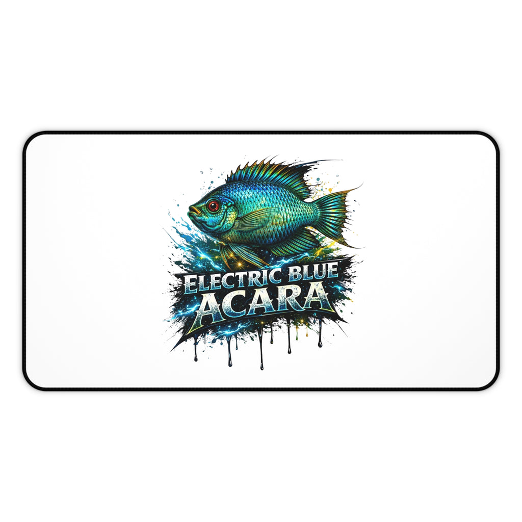 Electric Blue Acara Desk Mat — Vibrant Fish Gaming/Workstation Mousepad