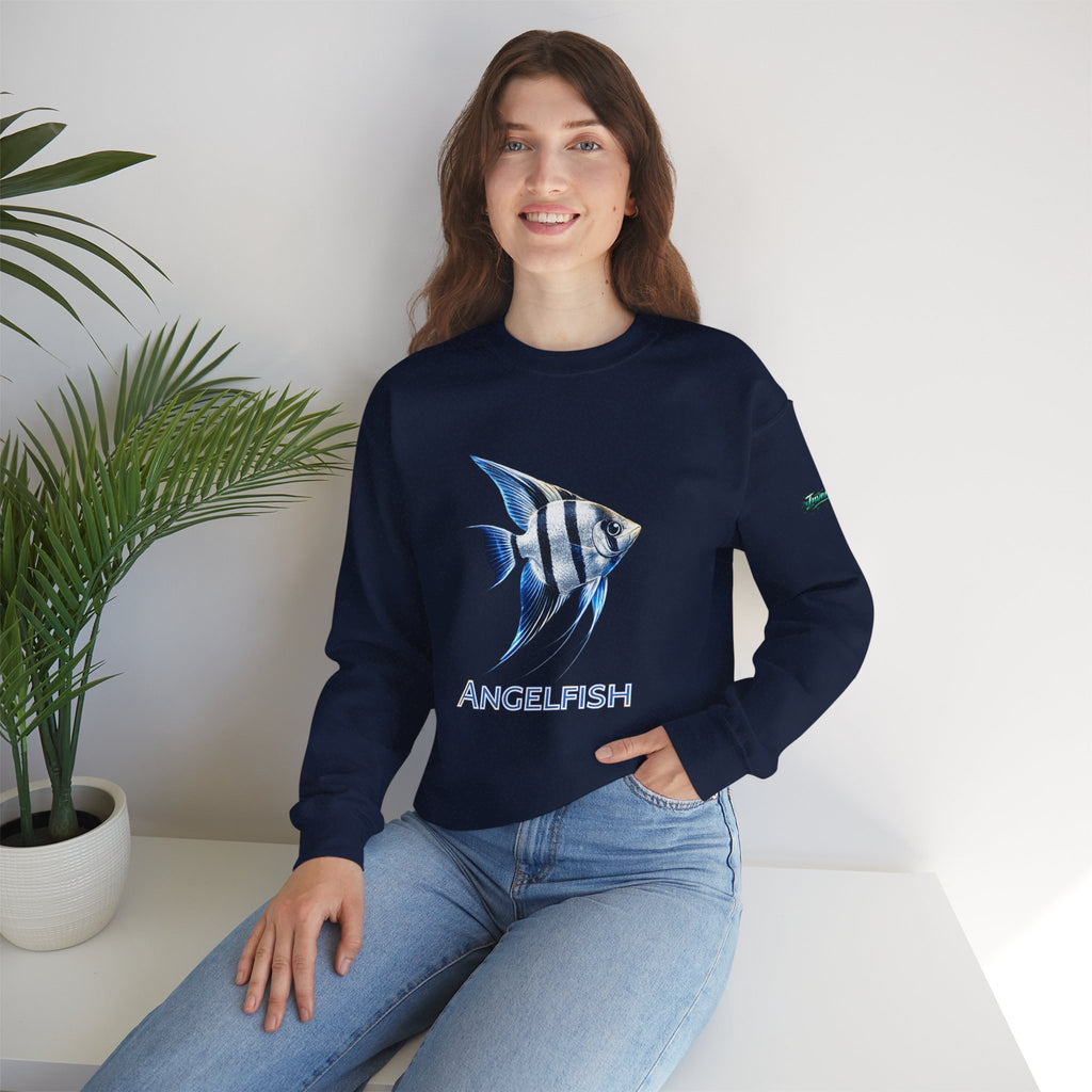 Angelfish Crewneck Sweatshirt — Blue Tropical Fish Graphic