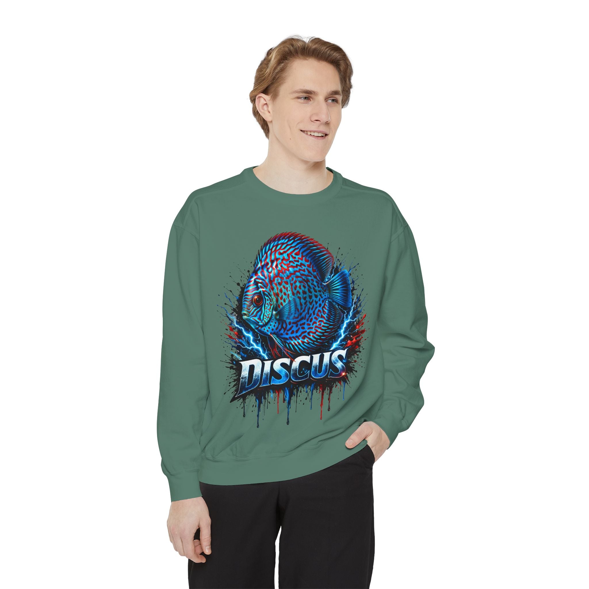 Discus Fish Graphic Sweatshirt — Vibrant Aquarium Lover Crewneck