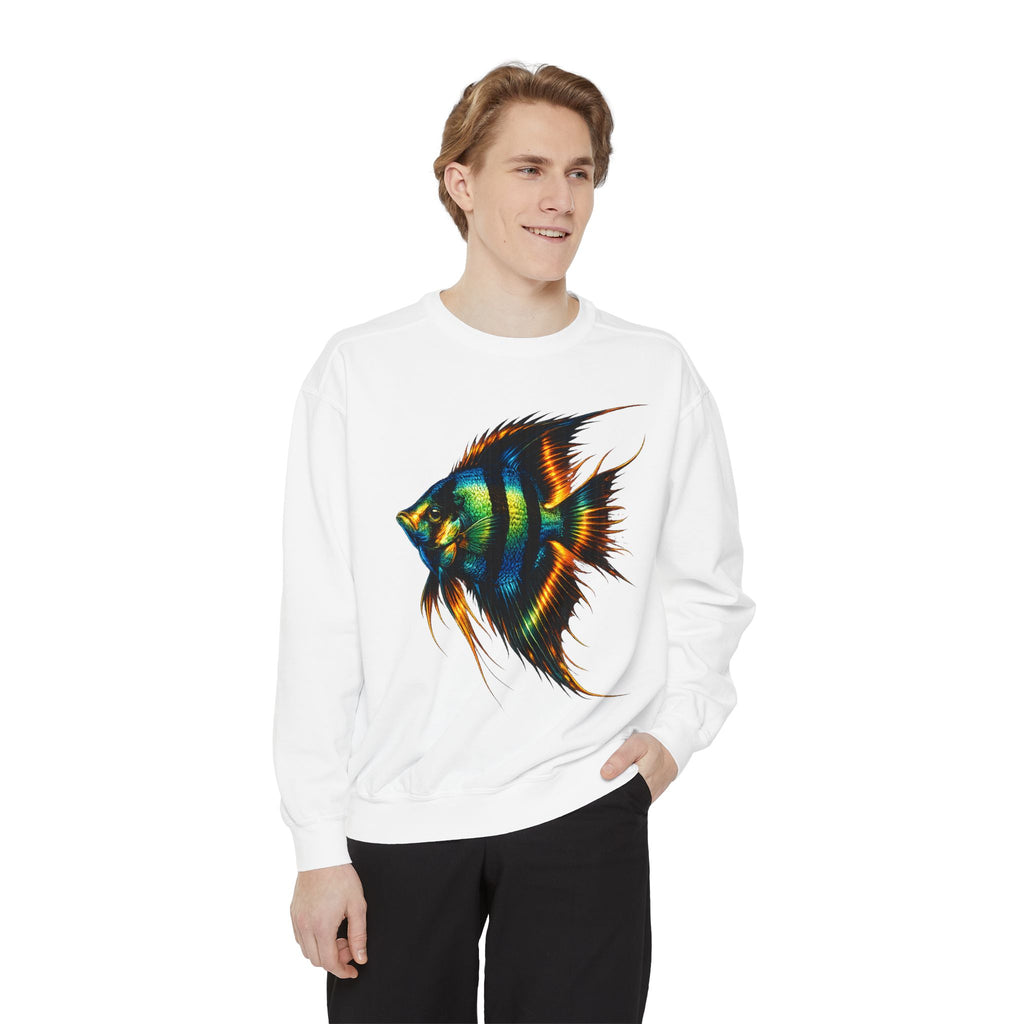 Angelfish Art Sweatshirt — Colorful Aquarium Fish Graphic Sweatshirt