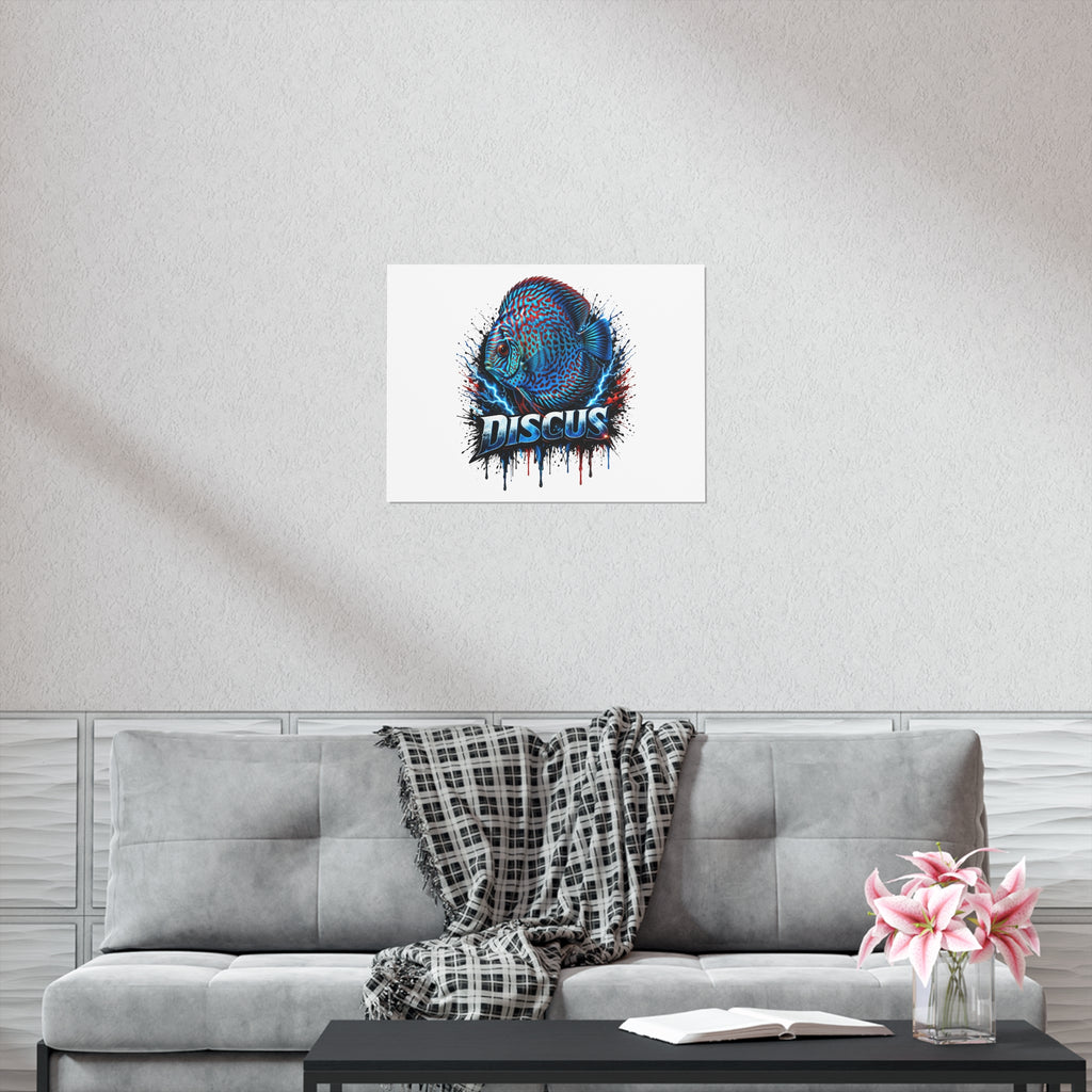Discus Fish Poster — Vibrant Blue Aquarium Art Print