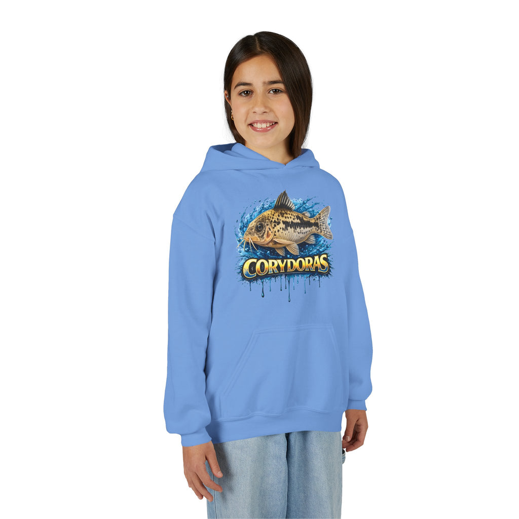 Corydoras Fish Youth Hoodie — Colorful Aquarium Catfish Design