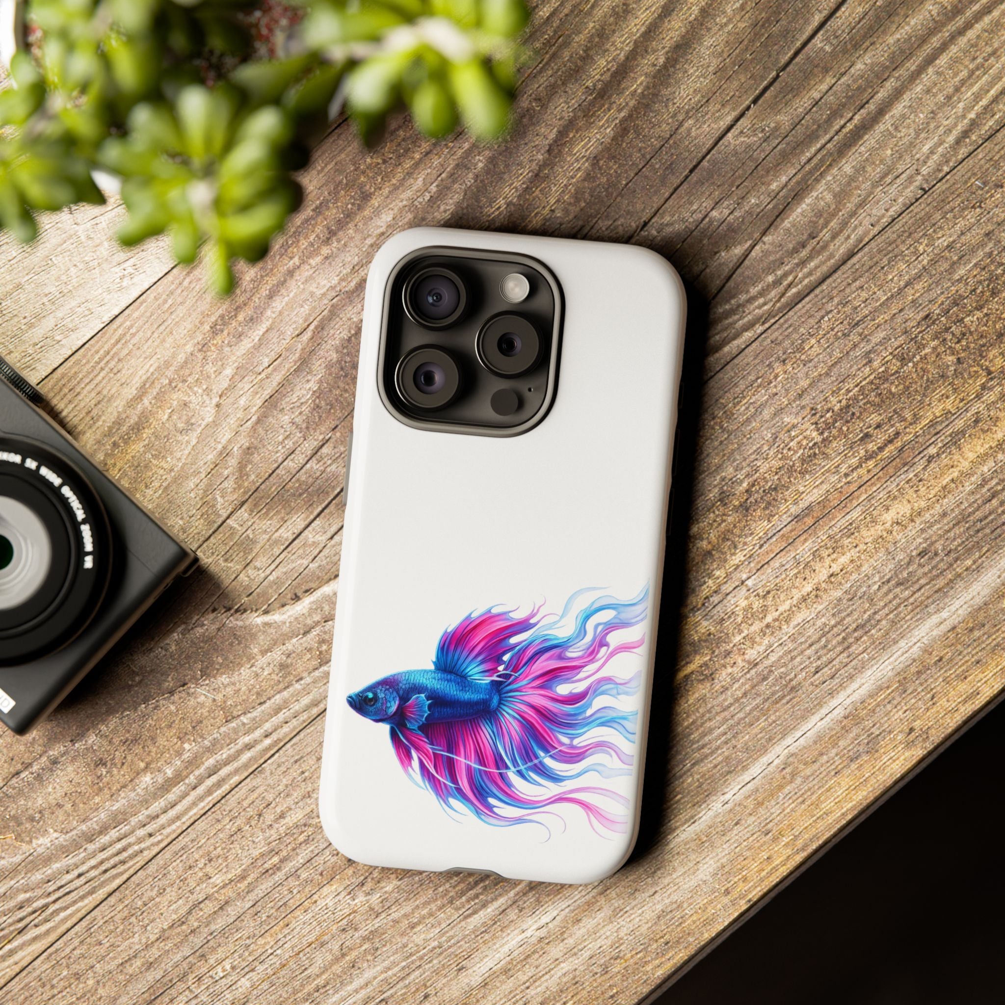 Betta Fish Tough Phone Case — Colorful Watercolor Fish Protective Cover