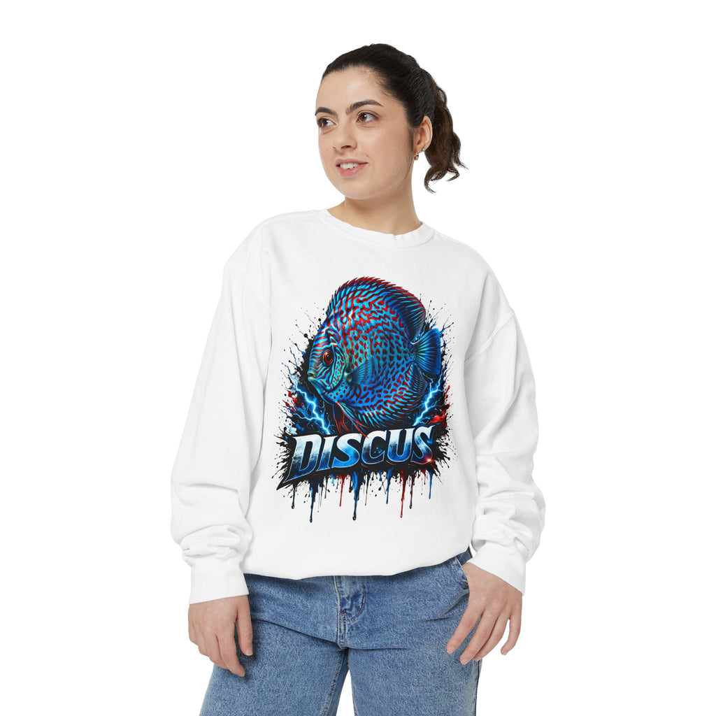 Discus Fish Graphic Sweatshirt — Vibrant Aquarium Lover Crewneck