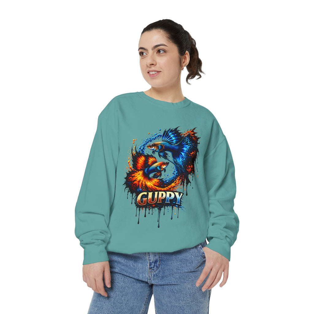 Fire & Ice Guppy – Premium "Neon Flare" Garment-Dyed Sweatshirt