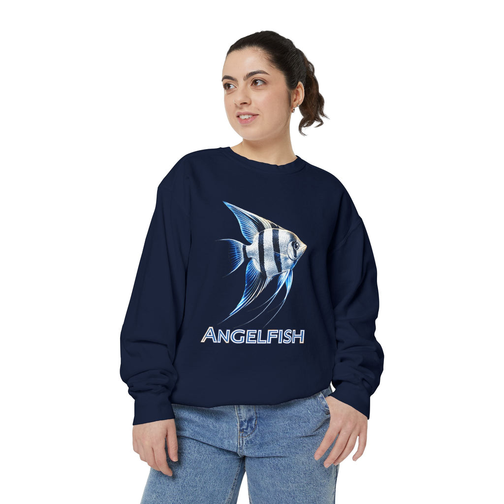 Angelfish Graphic Sweatshirt — Blue Tropical Fish Crewneck