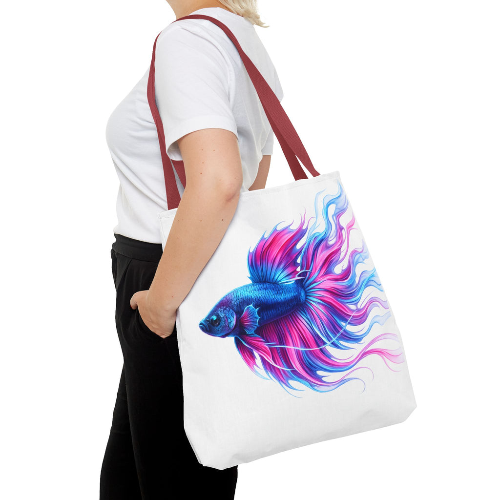 Colorful Betta Fish Tote Bag — Vibrant Blue & Pink Aquatic Art Beach Tote