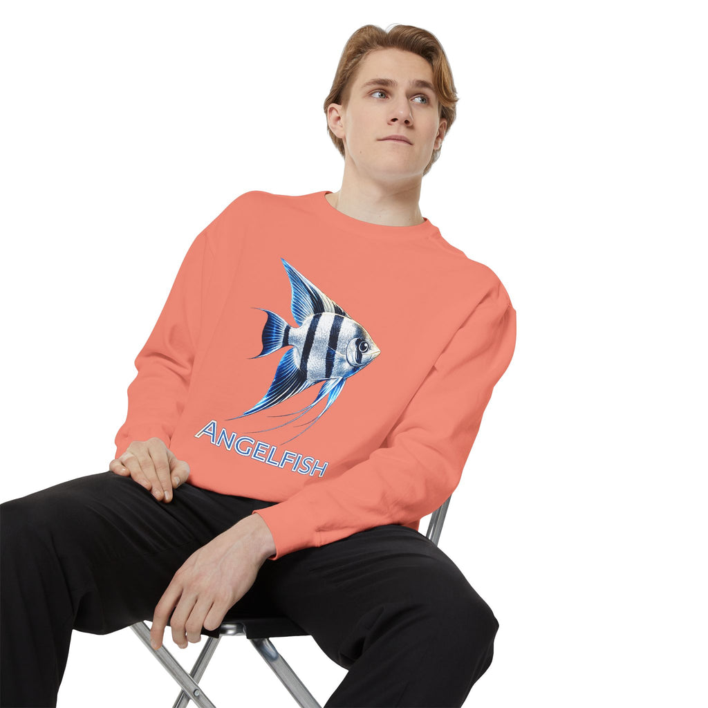 Angelfish Graphic Sweatshirt — Blue Tropical Fish Crewneck