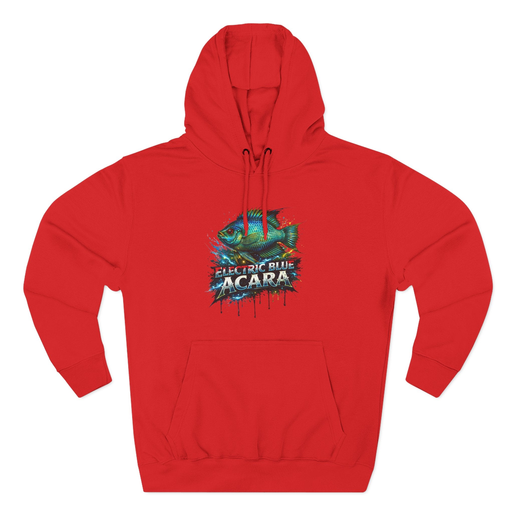 Electric Blue Acara Hoodie — Colorful Aquarium Fish Graphic Fleece Pullover