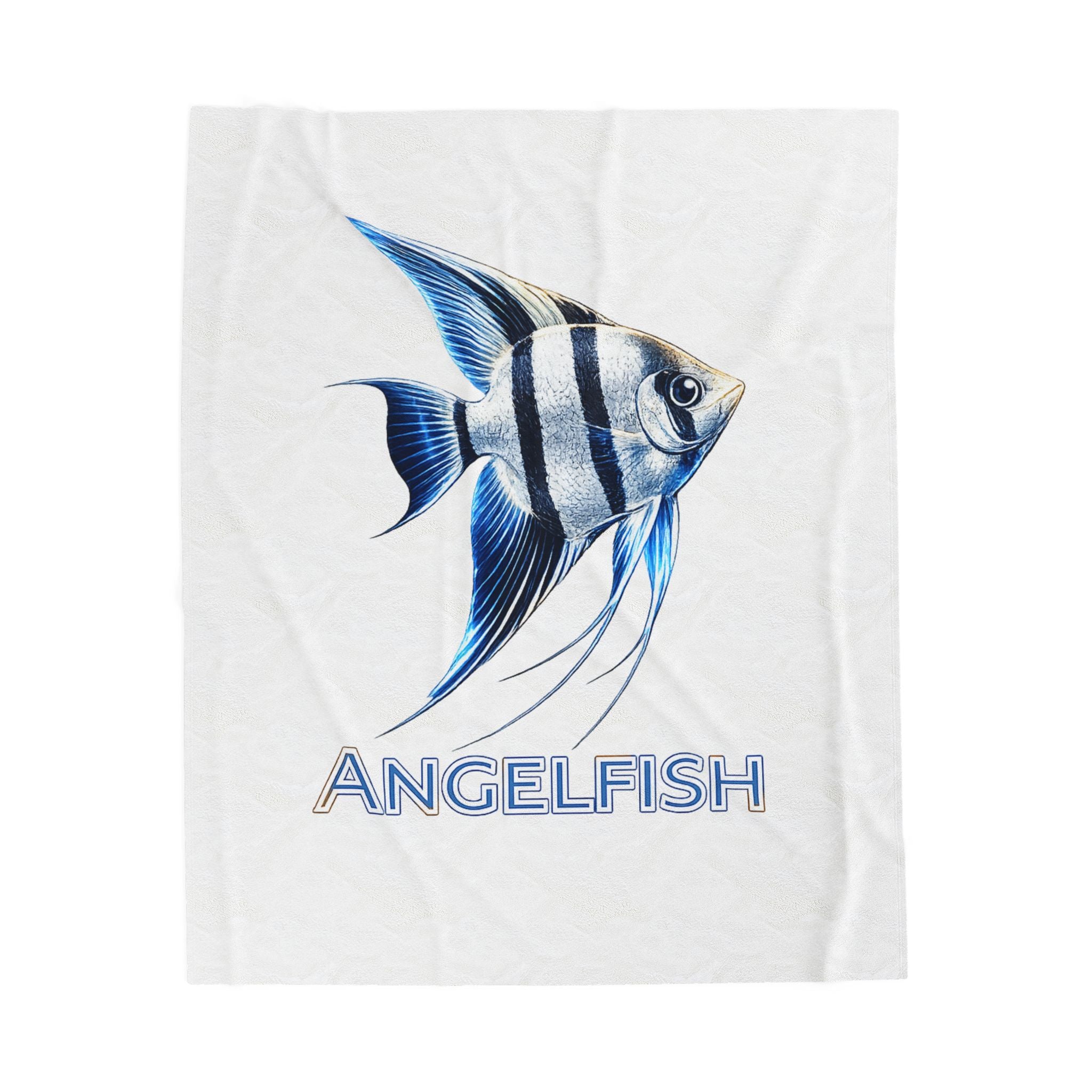 Angelfish Velveteen Plush Blanket — Blue Tropical Fish Throw for Aquarium Lovers
