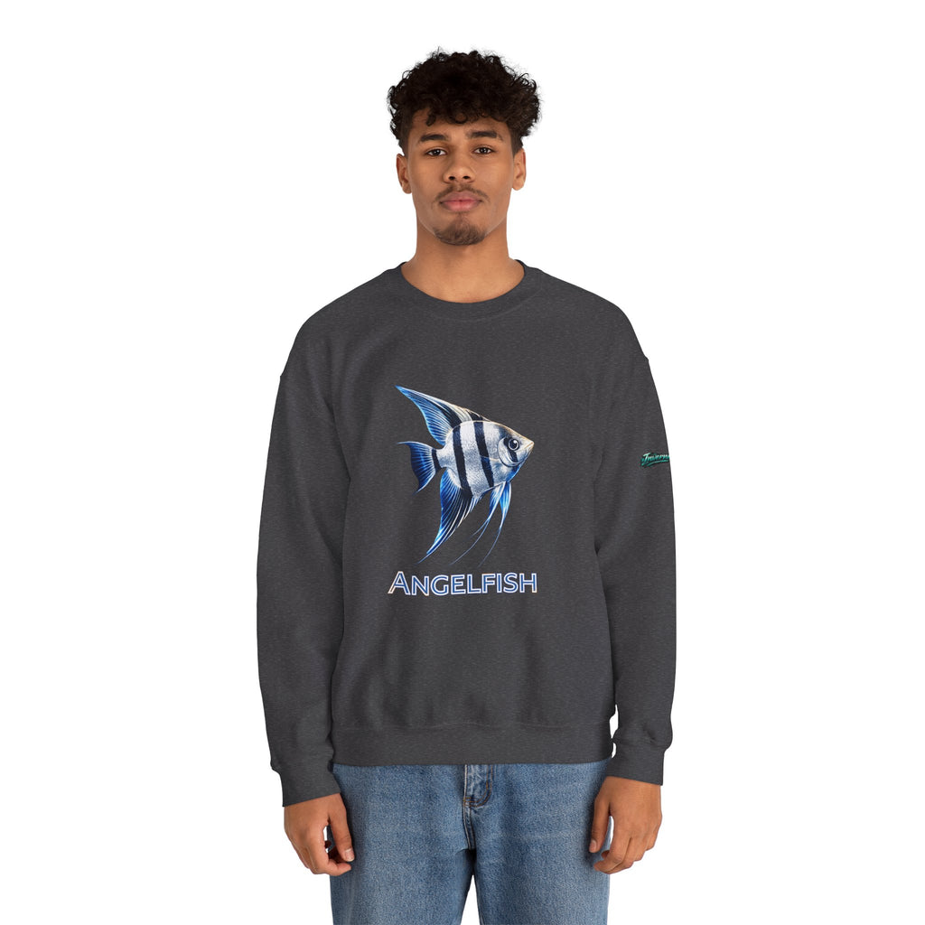 Angelfish Crewneck Sweatshirt — Blue Tropical Fish Graphic