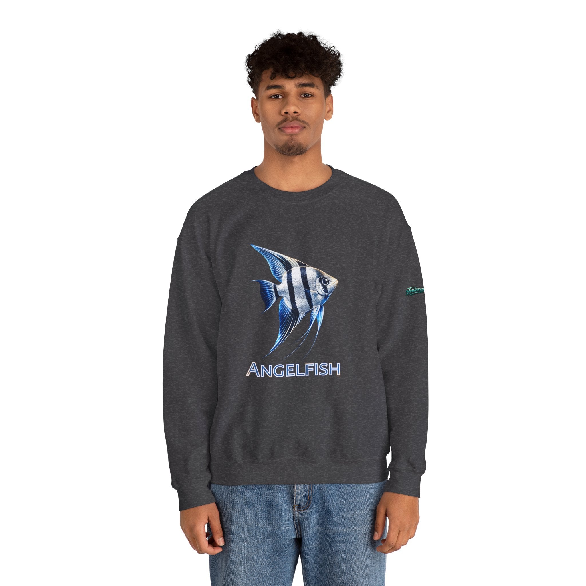 Angelfish Crewneck Sweatshirt — Blue Tropical Fish Graphic