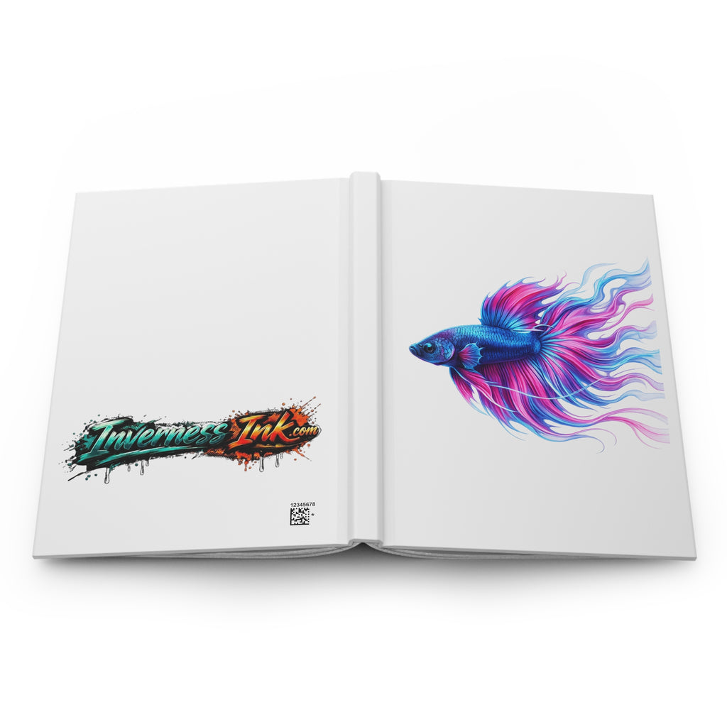 Betta Fish Art Hardcover Journal — Colorful Blue & Pink Betta Notebook