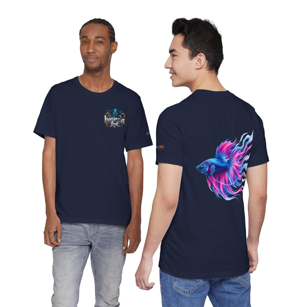 Betta Fish Graphic Tee — Vibrant Blue & Pink Aquatic Art T‑Shirt