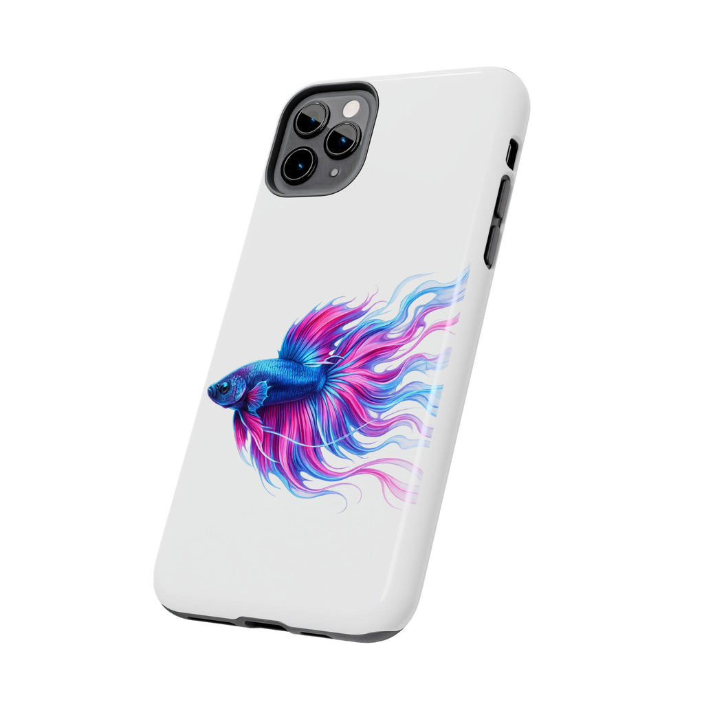 Betta Fish Tough Phone Case — Colorful Blue & Pink Aquarium Art
