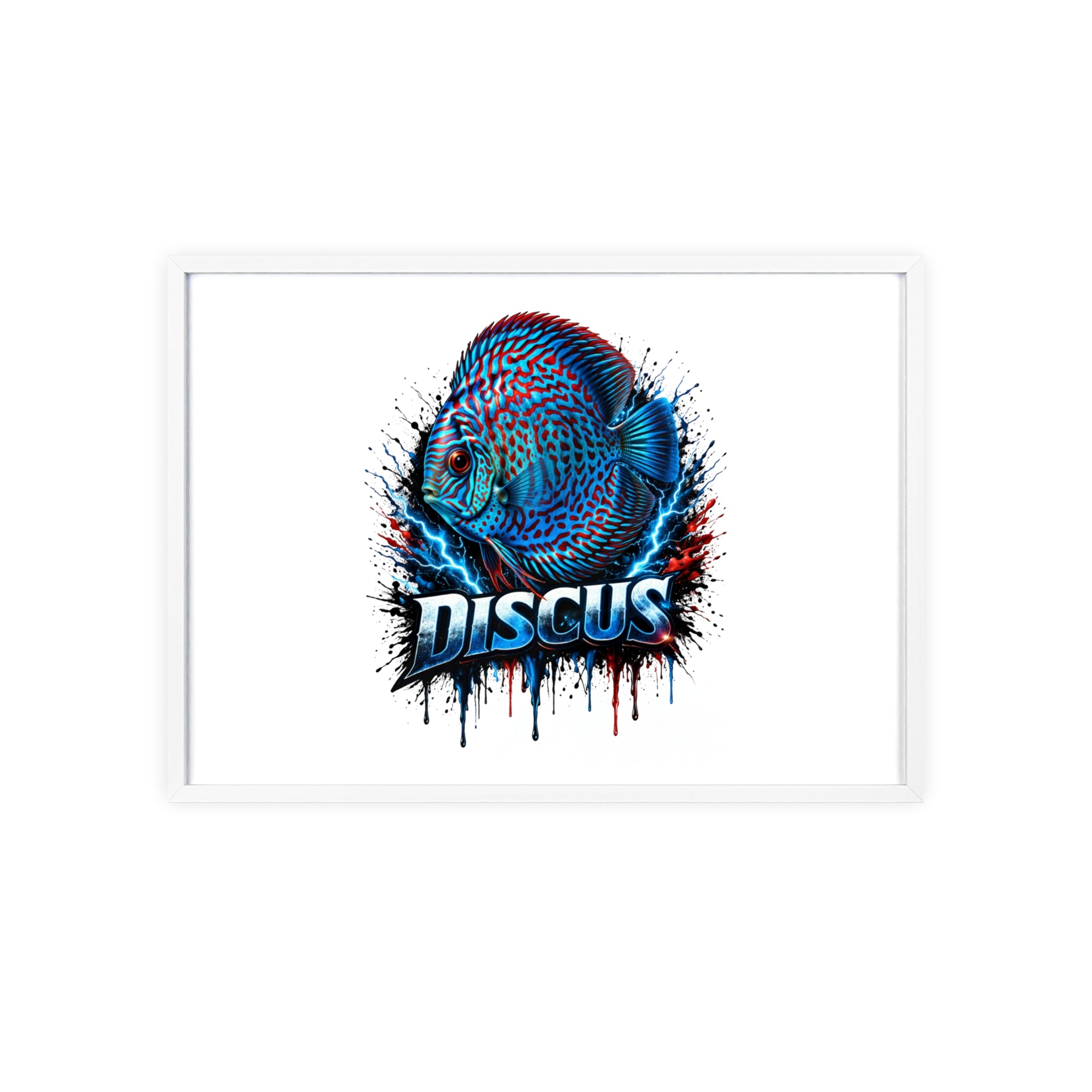 Discus Fish Poster with Wooden Frame — Colorful Aquarium Art Print