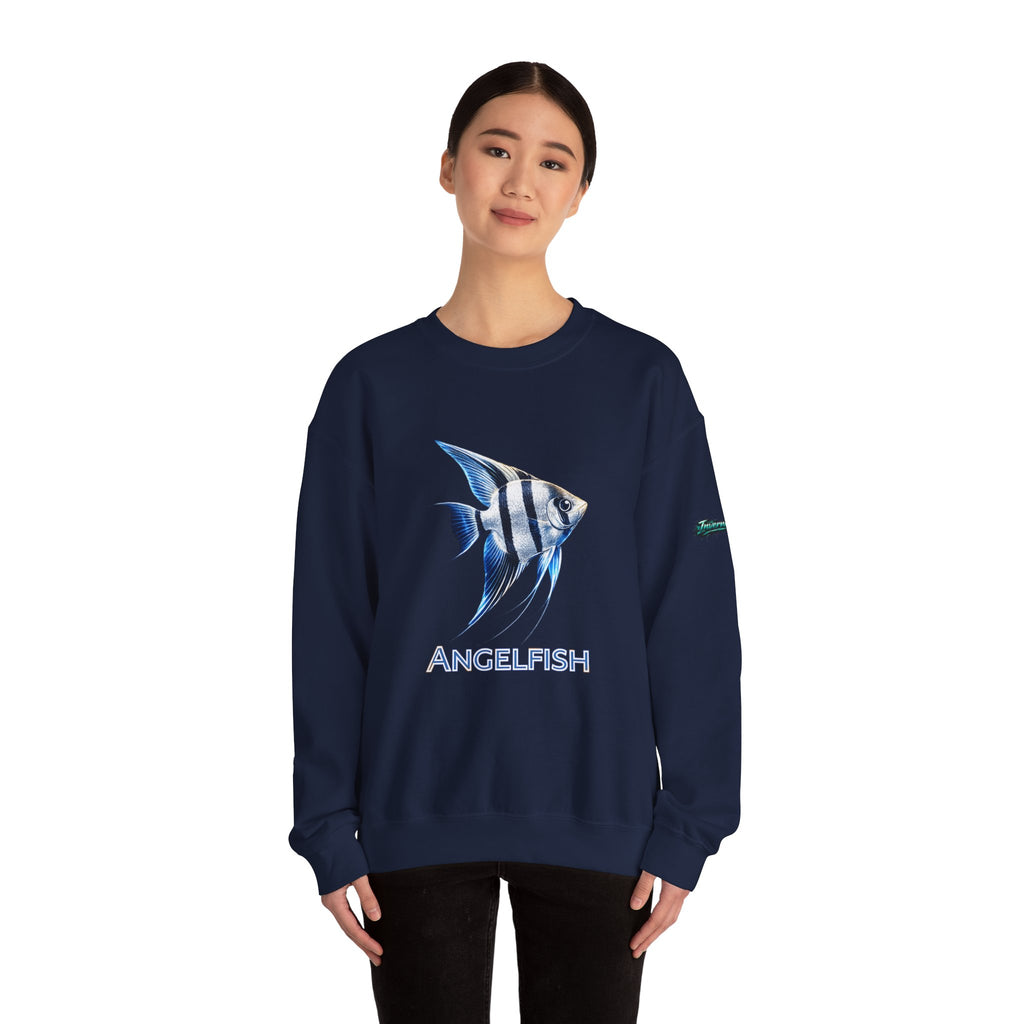 Angelfish Crewneck Sweatshirt — Blue Tropical Fish Graphic