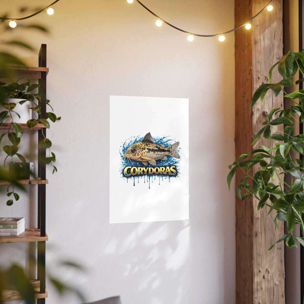 Peppered Corydoras Fish Art Poster — Vibrant Aquarium Print