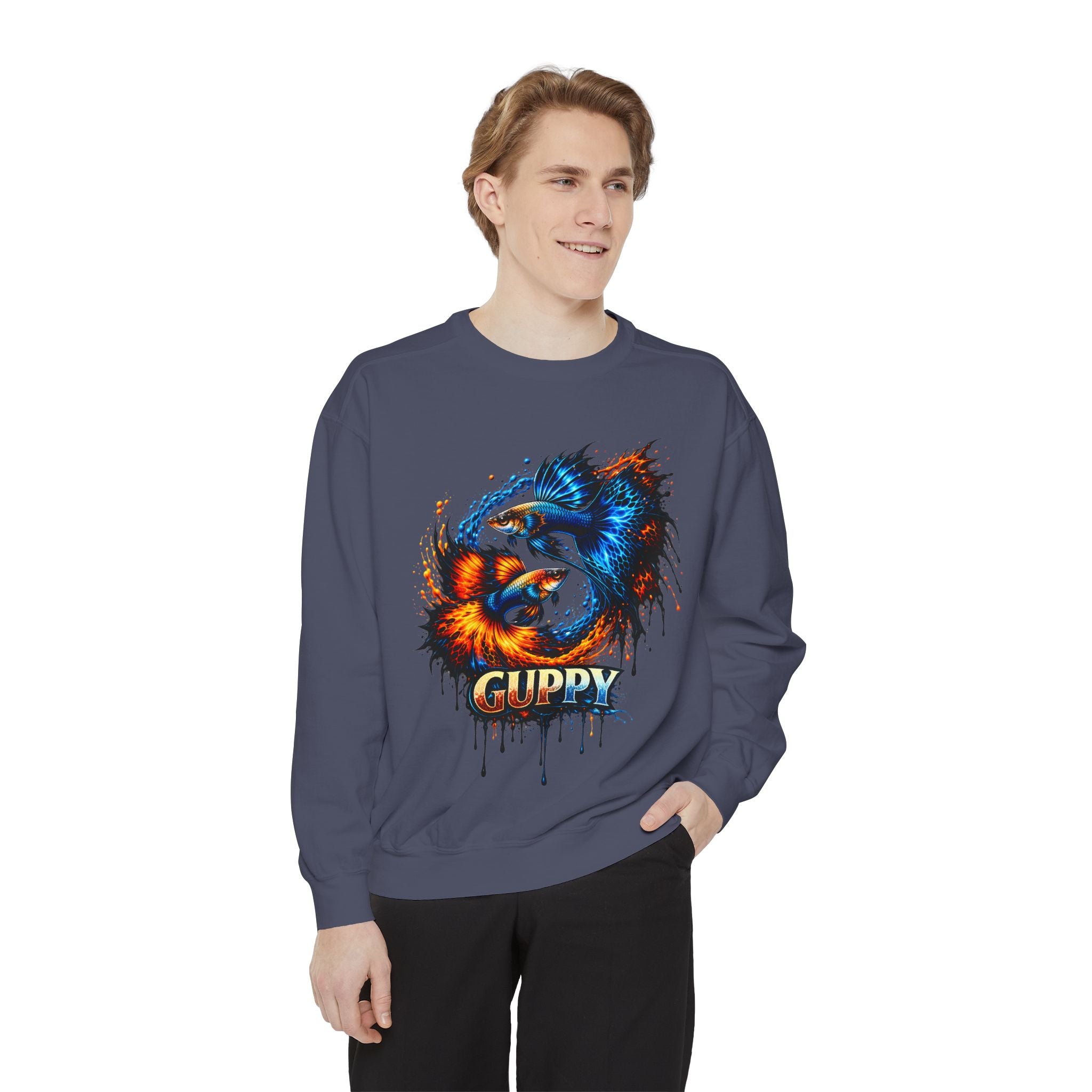 Fire & Ice Guppy – Premium "Neon Flare" Garment-Dyed Sweatshirt