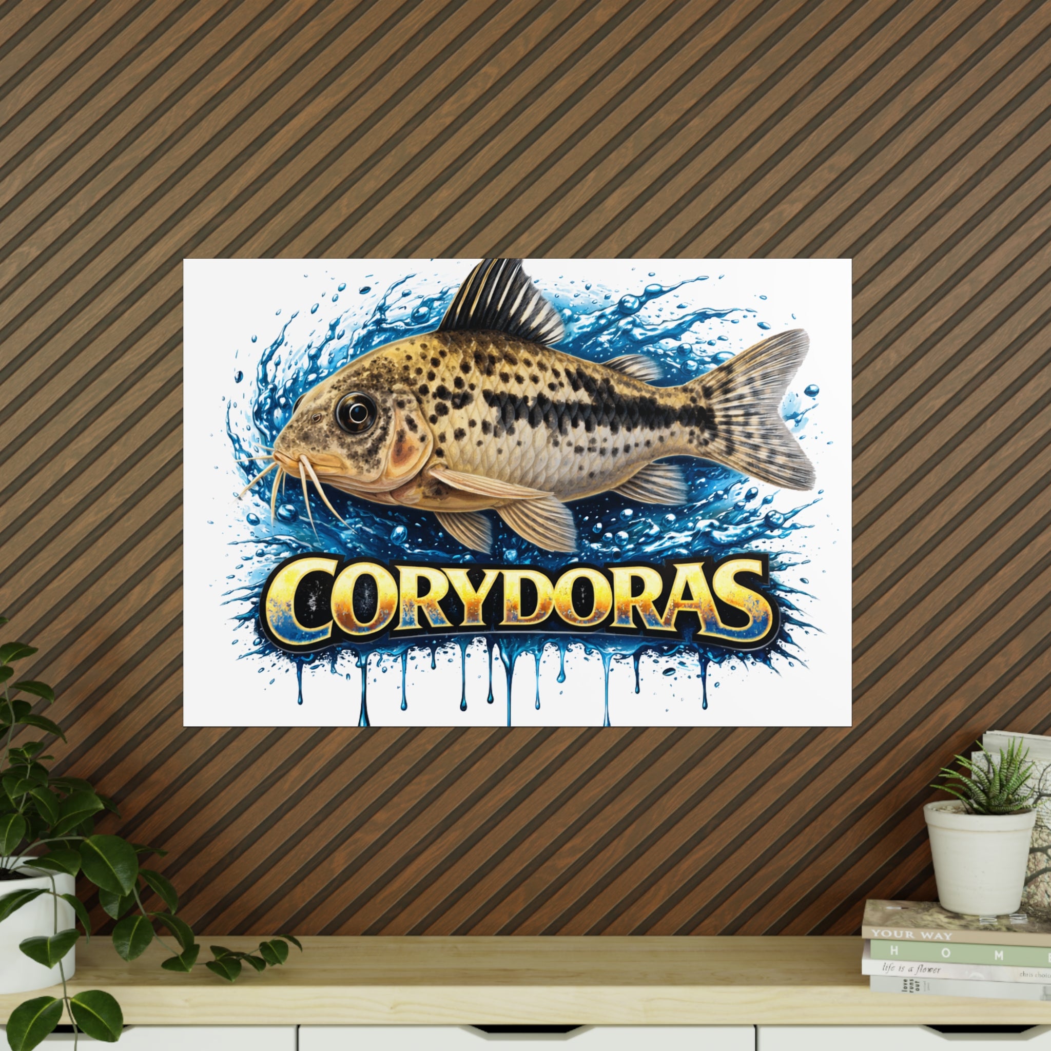 Peppered Cory Photopaper Poster — Colorful Aquarium Catfish Art Print