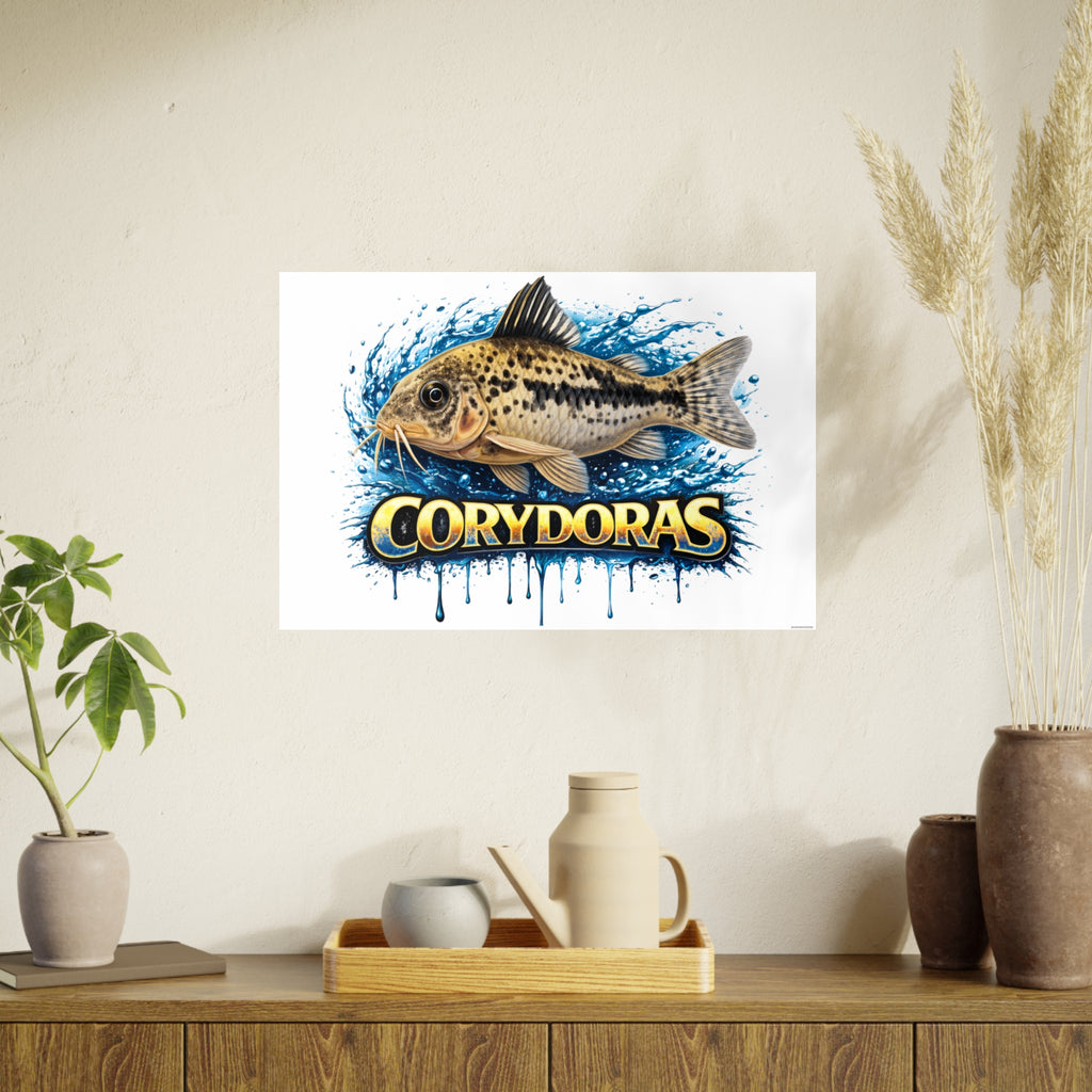 Peppered Corydoras Fish Art Poster — Vibrant Aquarium Print
