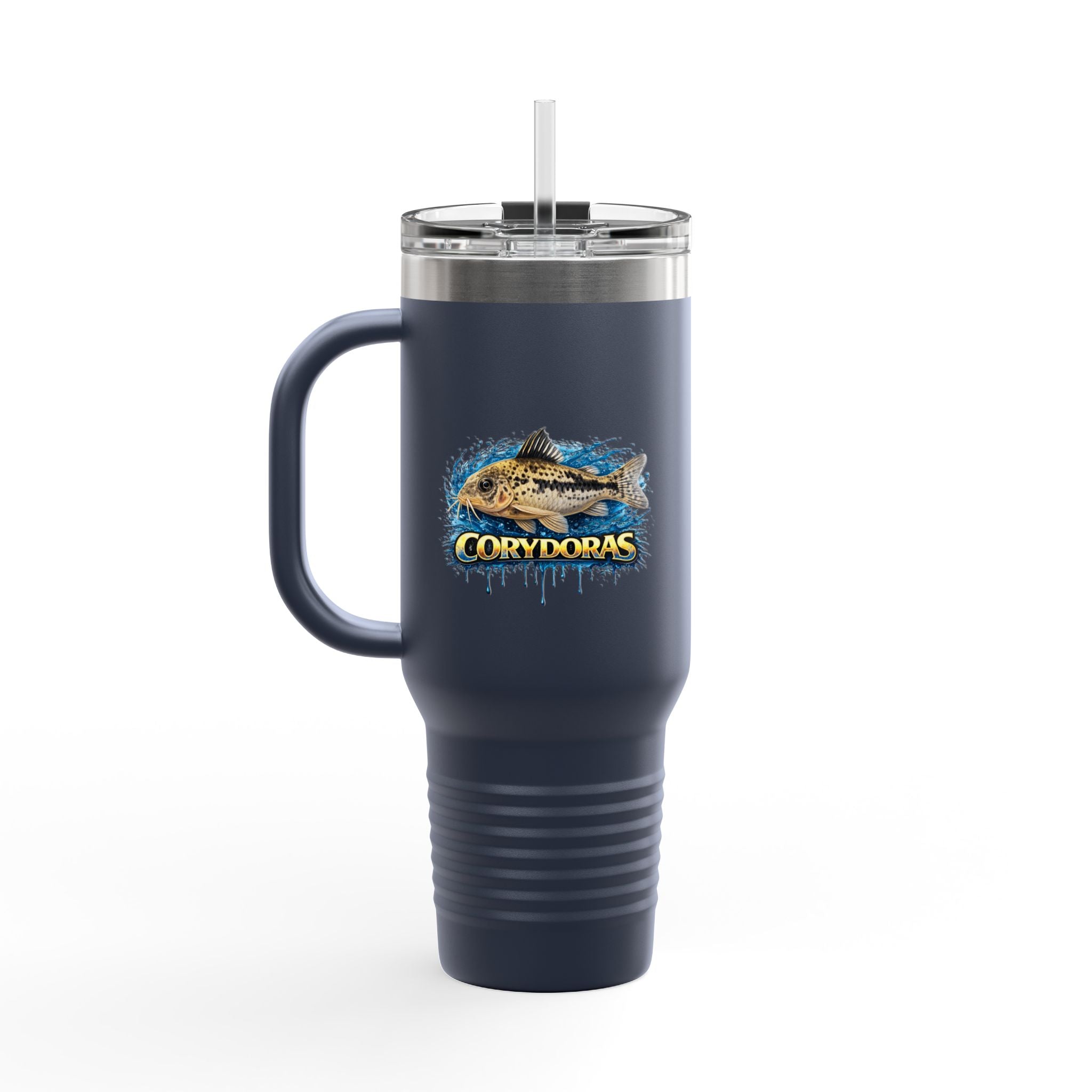 Corydoras Fish 40oz Insulated Travel Mug — Fishing Aquarium Lover Tumbler