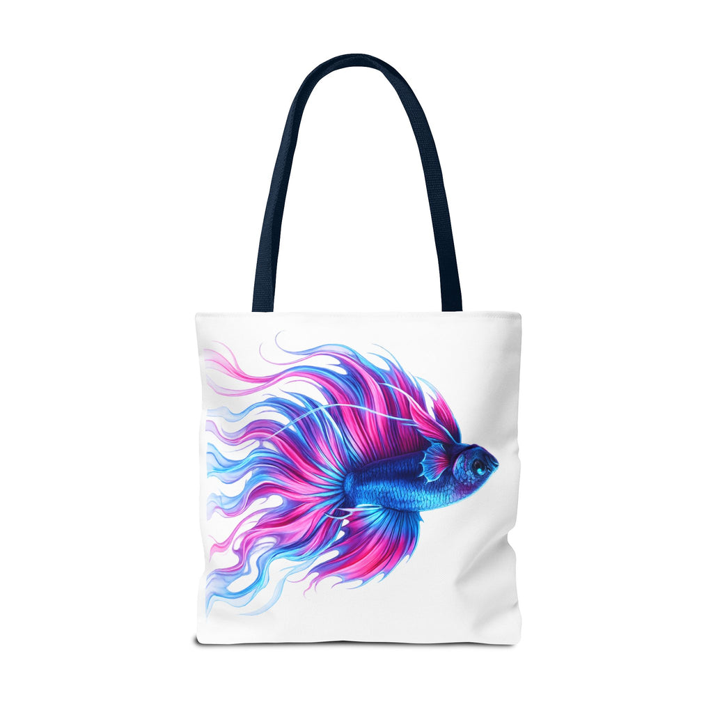 Colorful Betta Fish Tote Bag — Vibrant Blue & Pink Aquatic Art Beach Tote