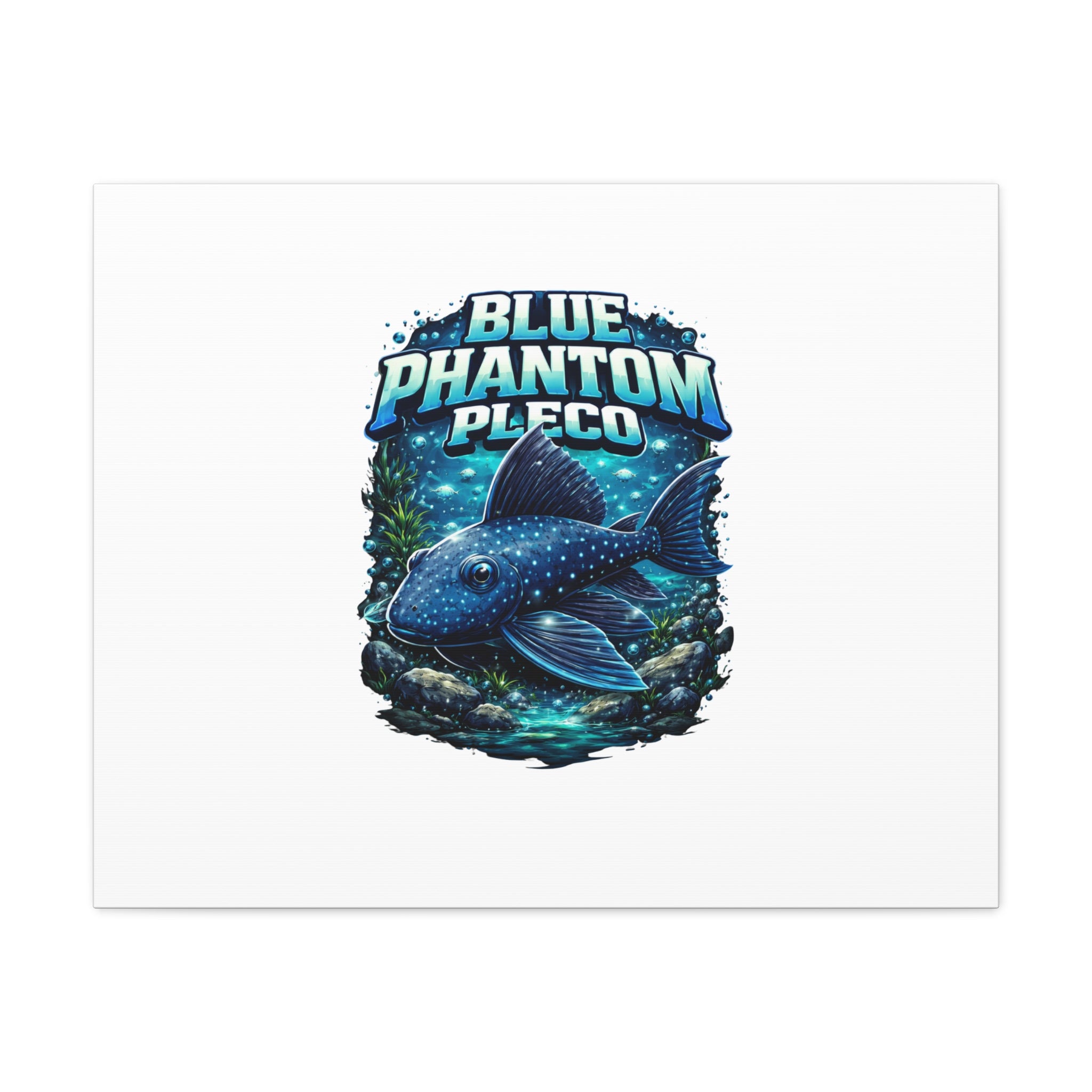 Blue Phantom Pleco Canvas Art — Matte Stretched Fish Print