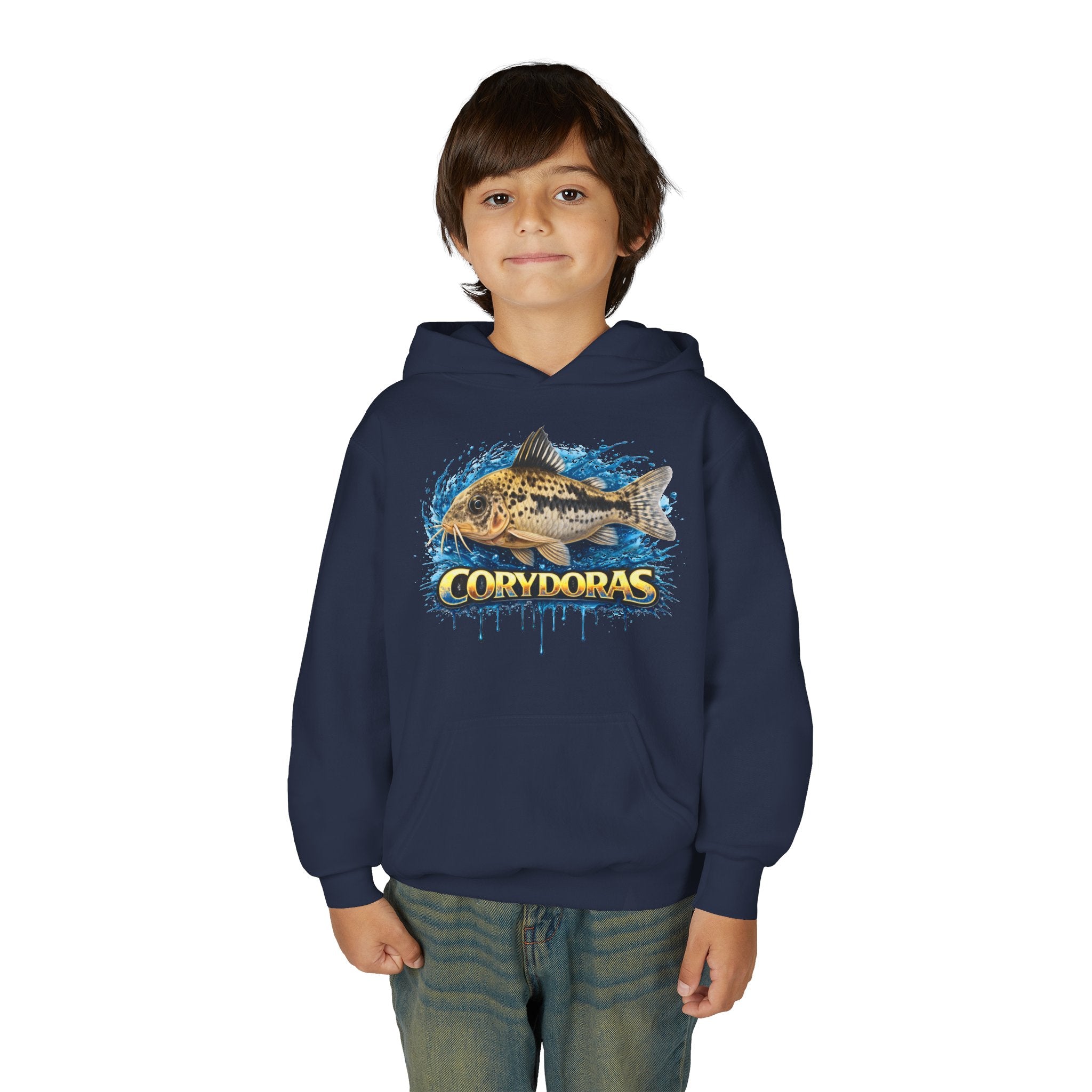 Corydoras Fish Youth Hoodie — Colorful Aquarium Catfish Design