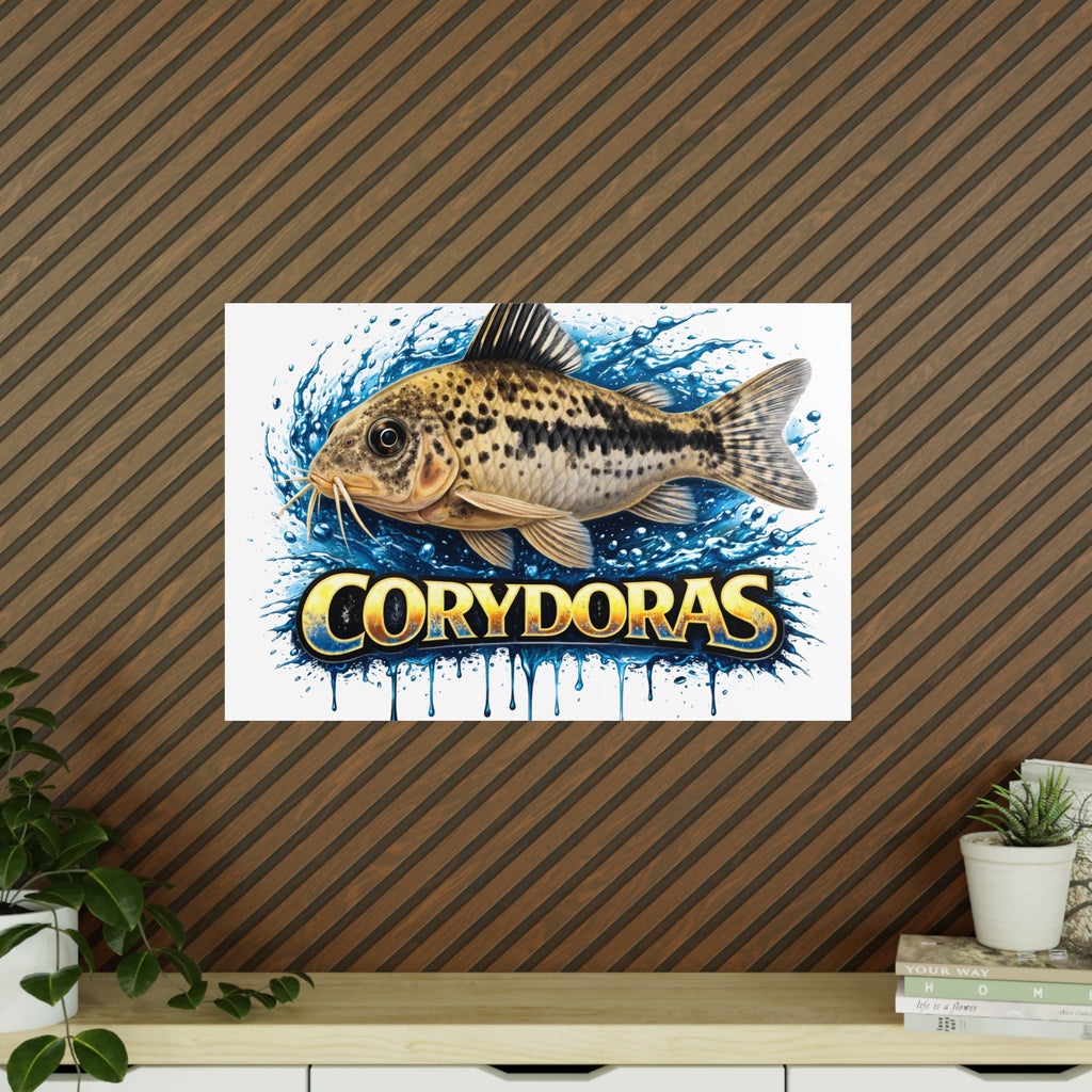 Peppered Cory Photopaper Poster — Colorful Aquarium Catfish Art Print