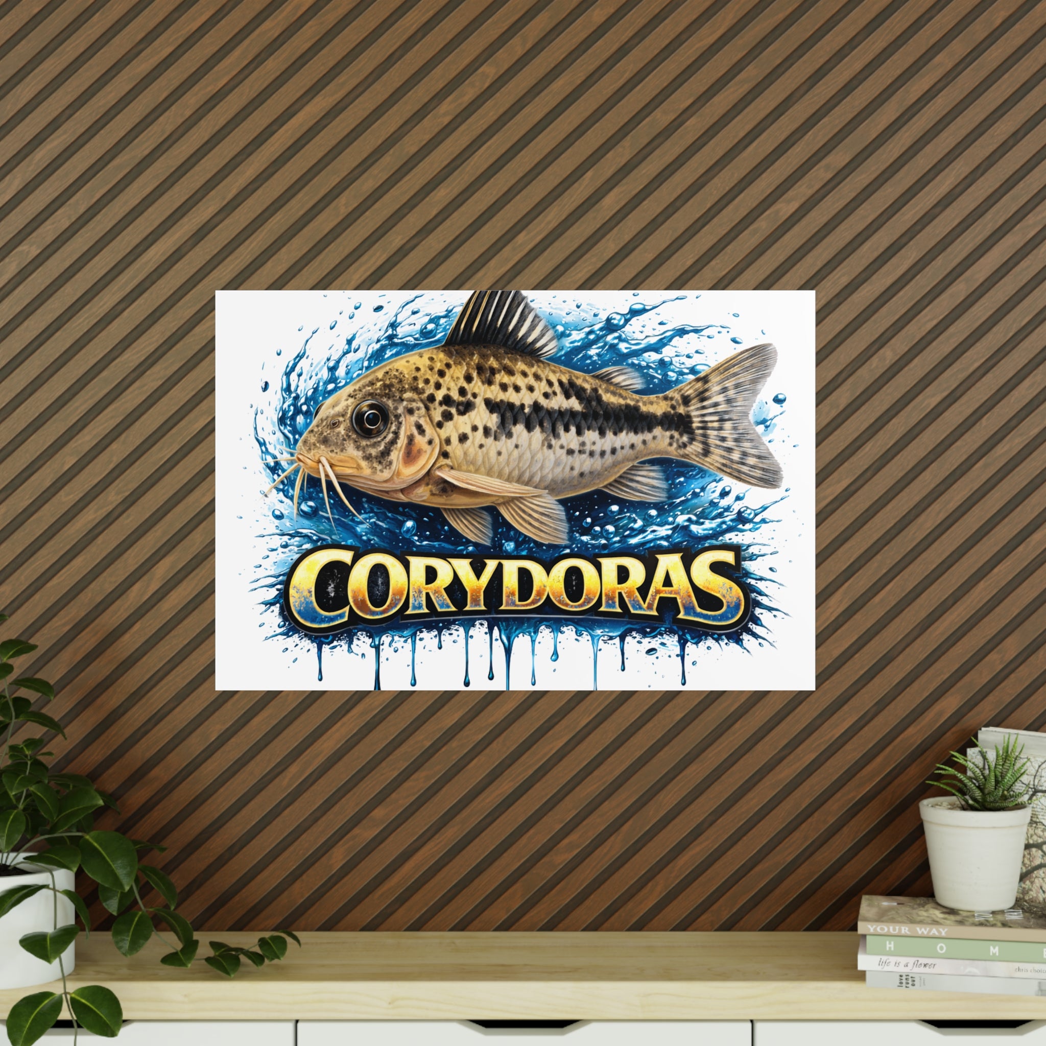 Peppered Cory Photopaper Poster — Colorful Aquarium Catfish Art Print
