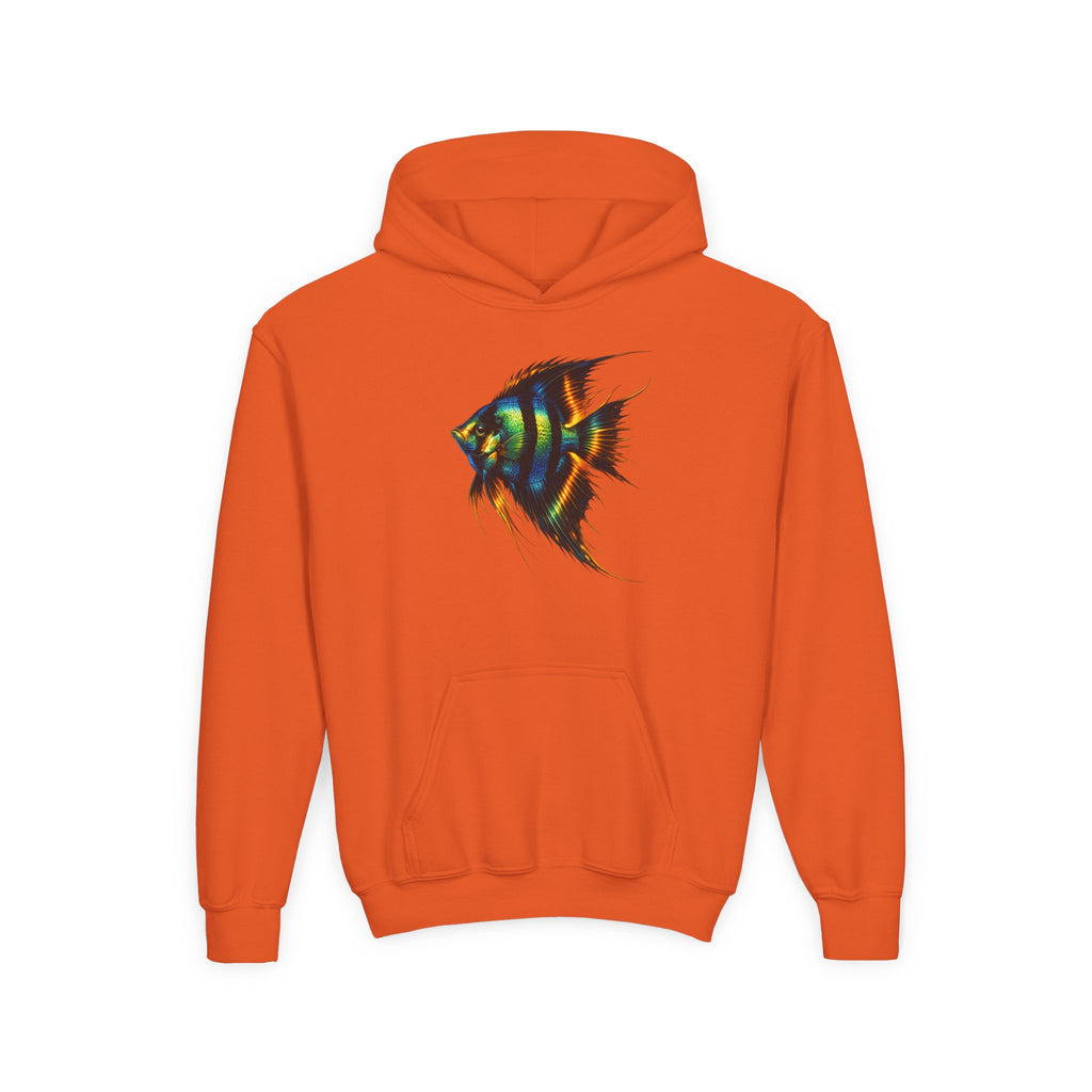Youth Angelfish Hoodie - Colorful Aquarium Fish Graphic Sweatshirt